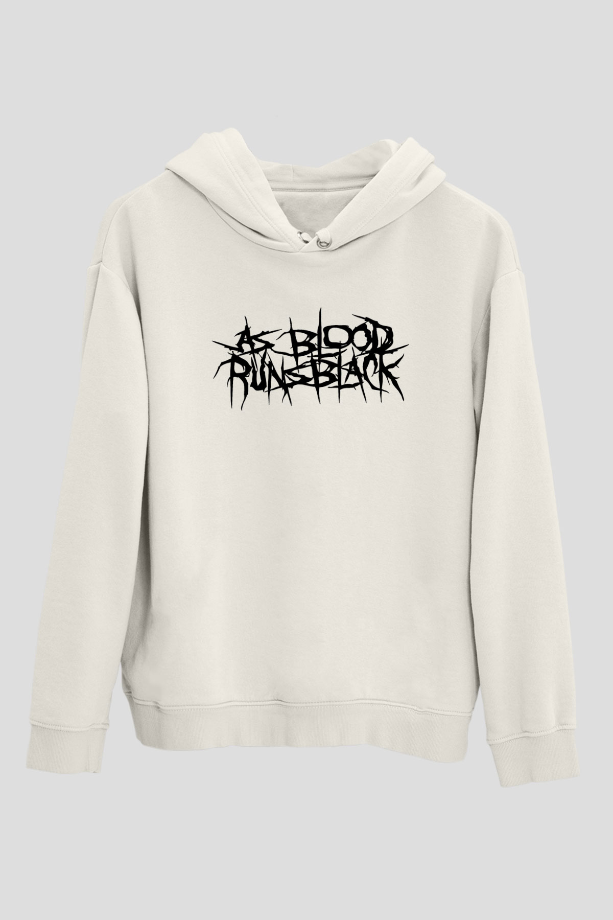 As Blood Runs Black Baskılı Beyaz Unisex Kapüşonlu Sweatshirt