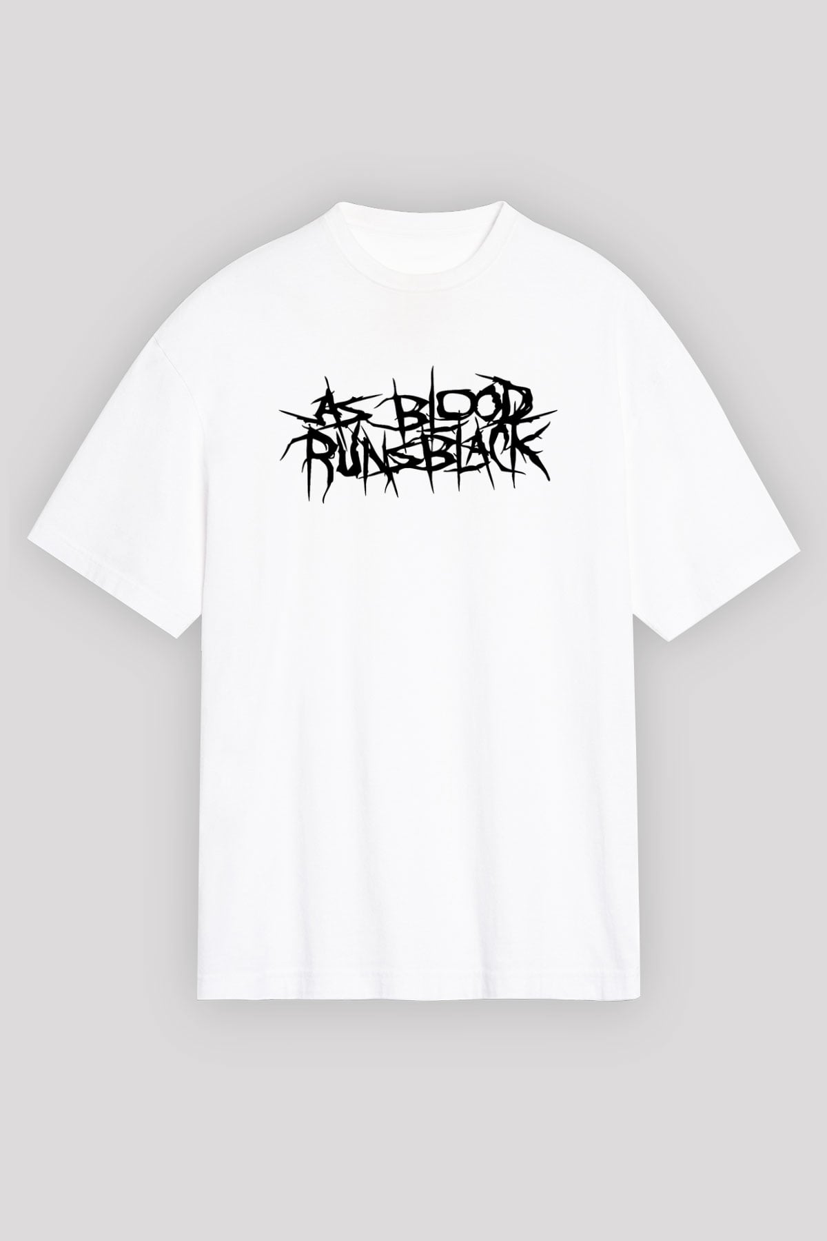 As Blood Runs Black Baskılı Beyaz Unisex Oversize Tişört - Tshirt
