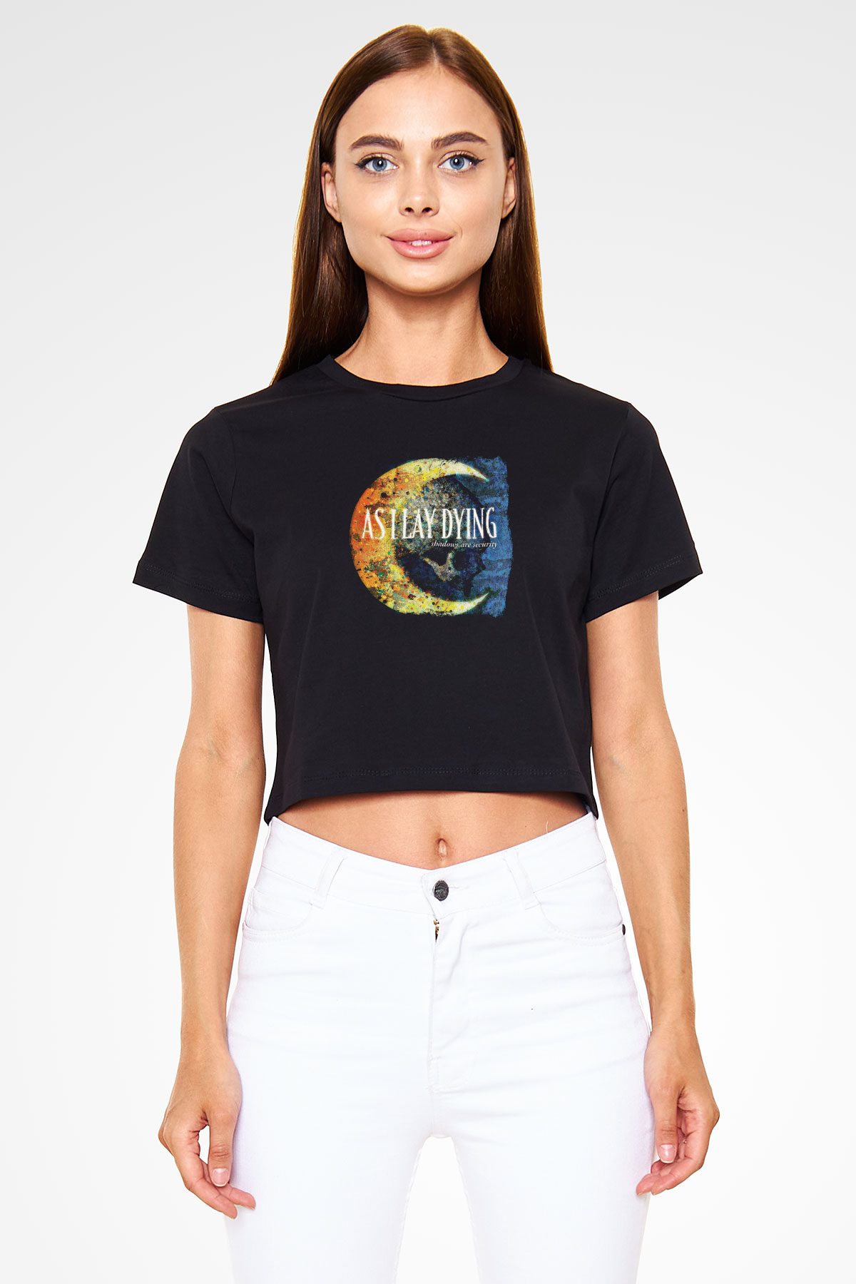 As I Lay Dying Baskılı Unisex Siyah Crop Top Tişört