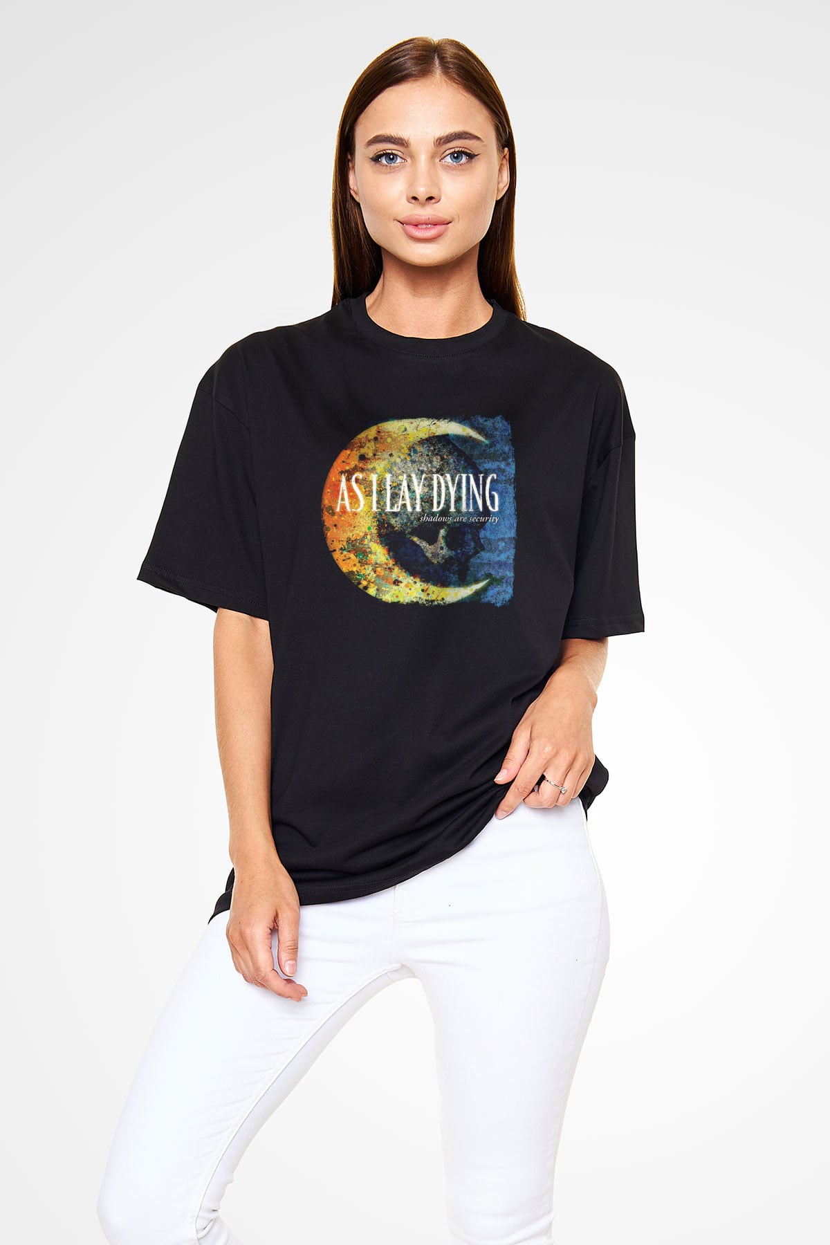 As I Lay Dying Baskılı Unisex Siyah Oversize Tişört