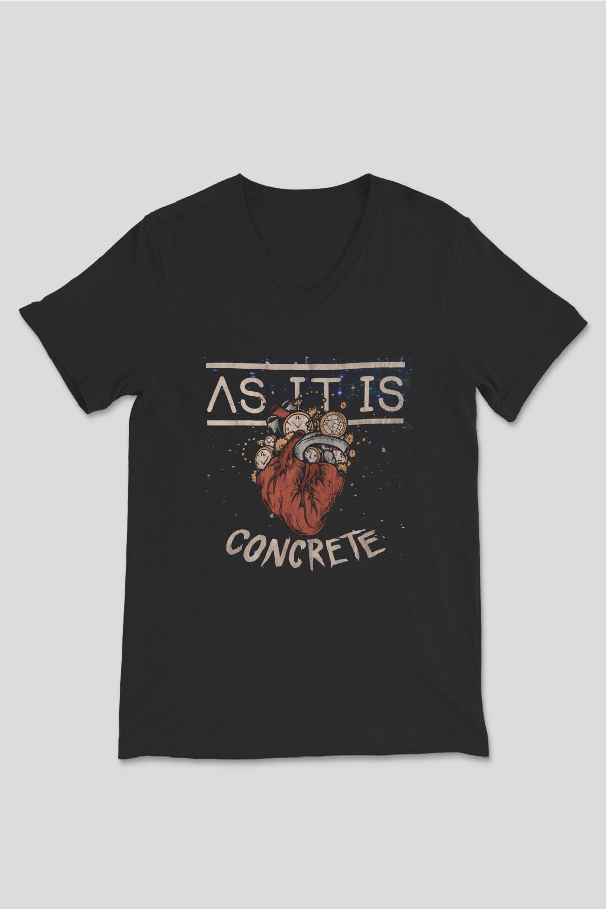 As It Is Siyah Unisex V Yaka Tişört