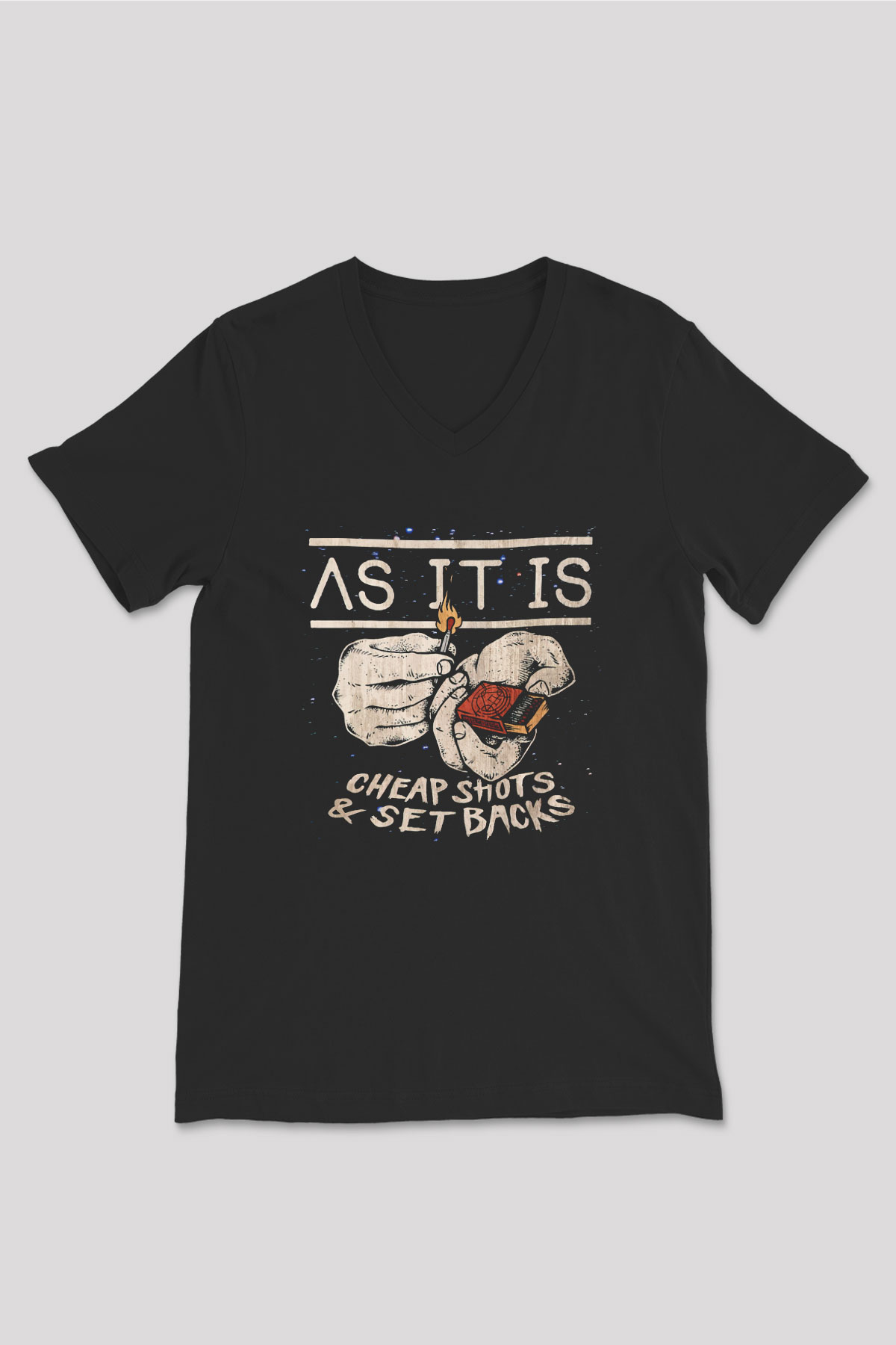 As It Is Siyah Unisex V Yaka Tişört T-Shirt