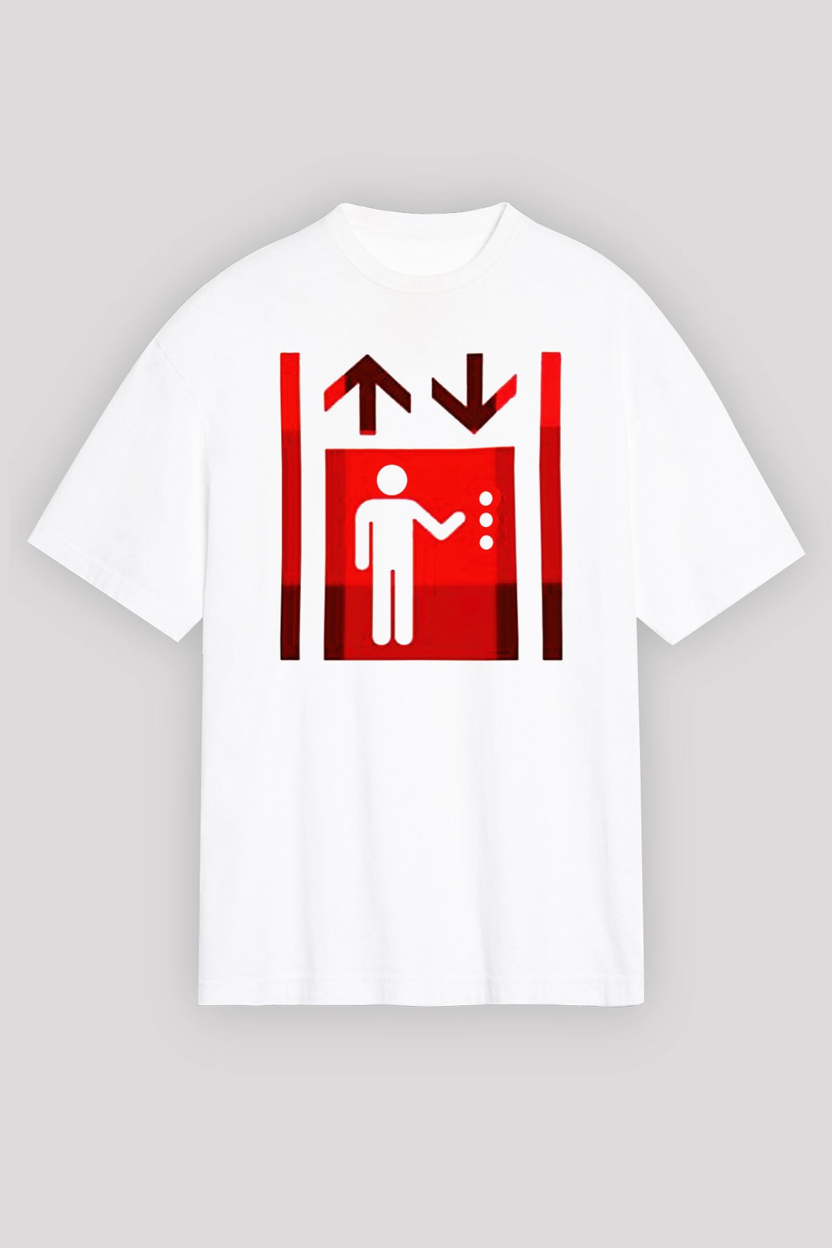 Asansörcü Beyaz Unisex Oversize Tişört T-Shirt