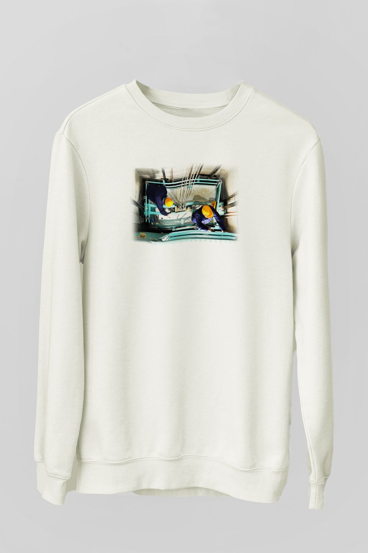 Asansörcü Beyaz Unisex Sweatshirt