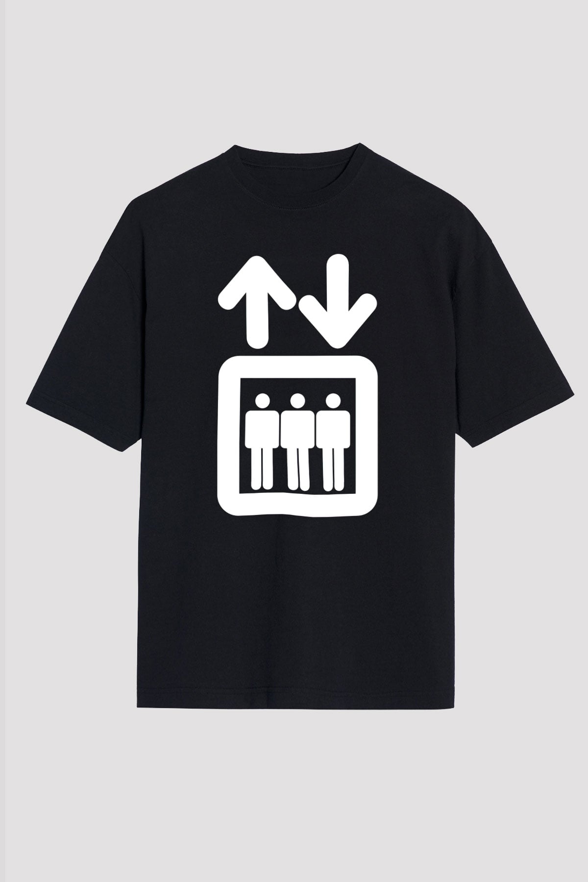 Asansörcü Siyah Unisex Oversize Tişört T-Shirt