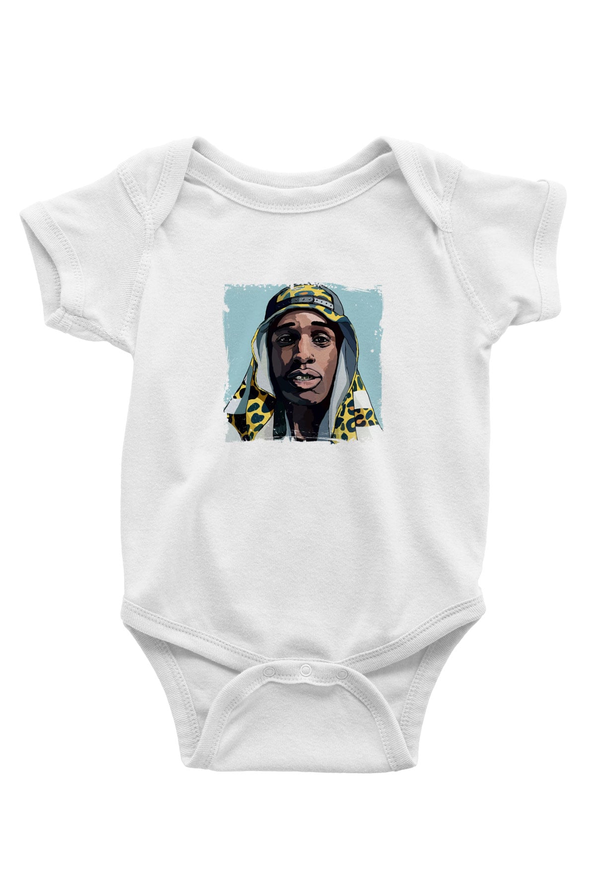 ASAP Mob Baskılı Unisex Beyaz Bebek Body - Zıbın