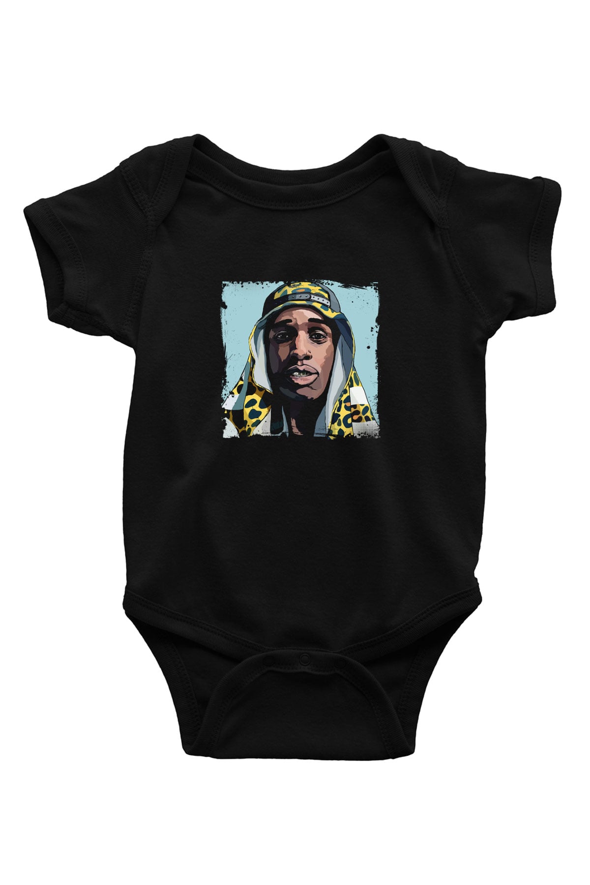 ASAP Mob Baskılı Unisex Siyah Bebek Body - Zıbın