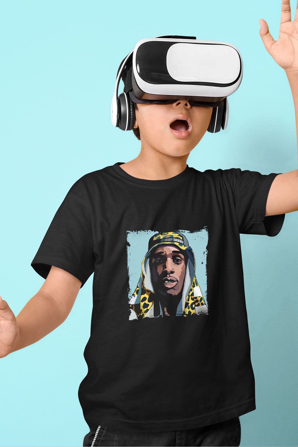 ASAP Mob Baskılı Unisex Siyah Çocuk Tişört