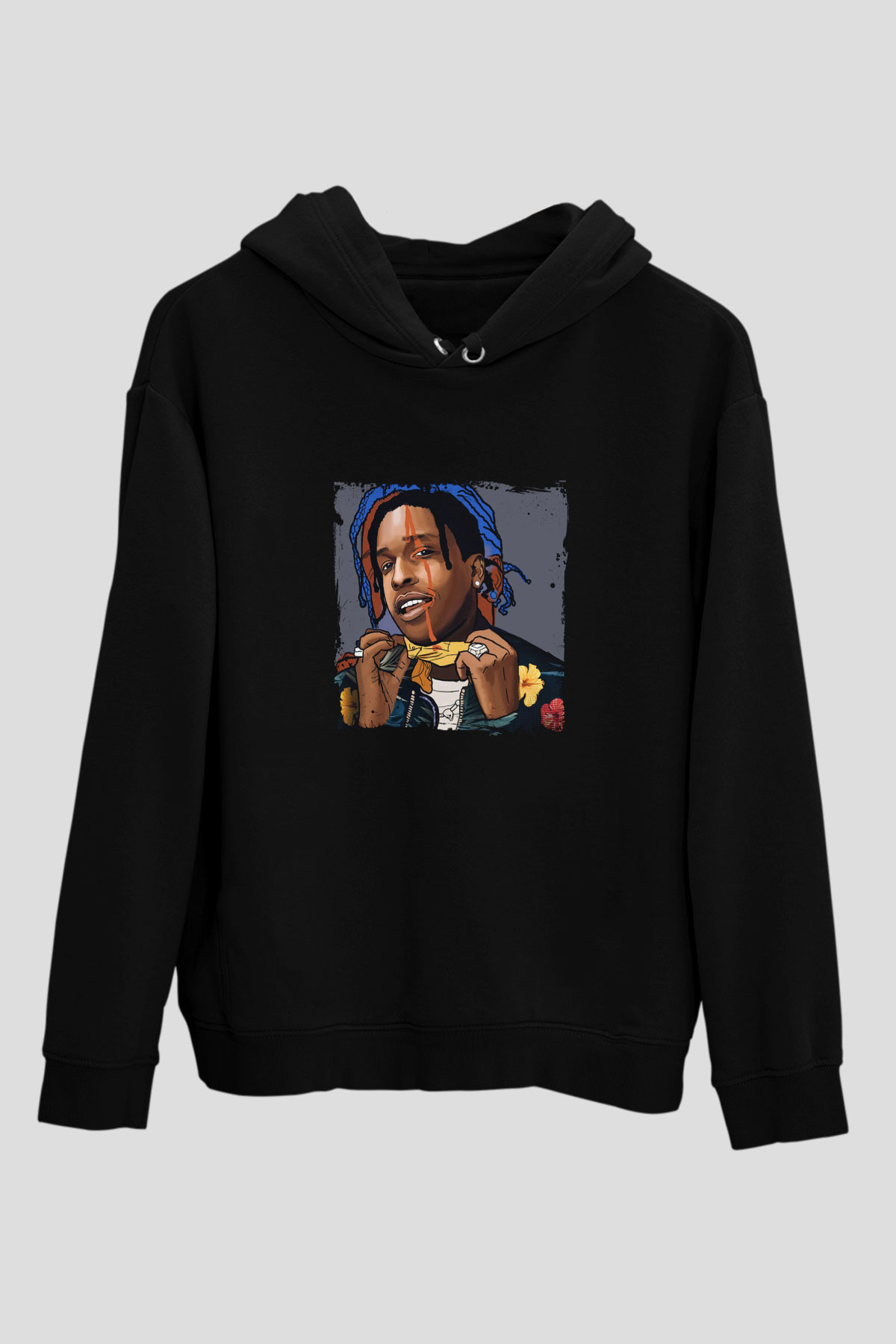 ASAP Mob Baskılı Unisex Siyah Hoodie
