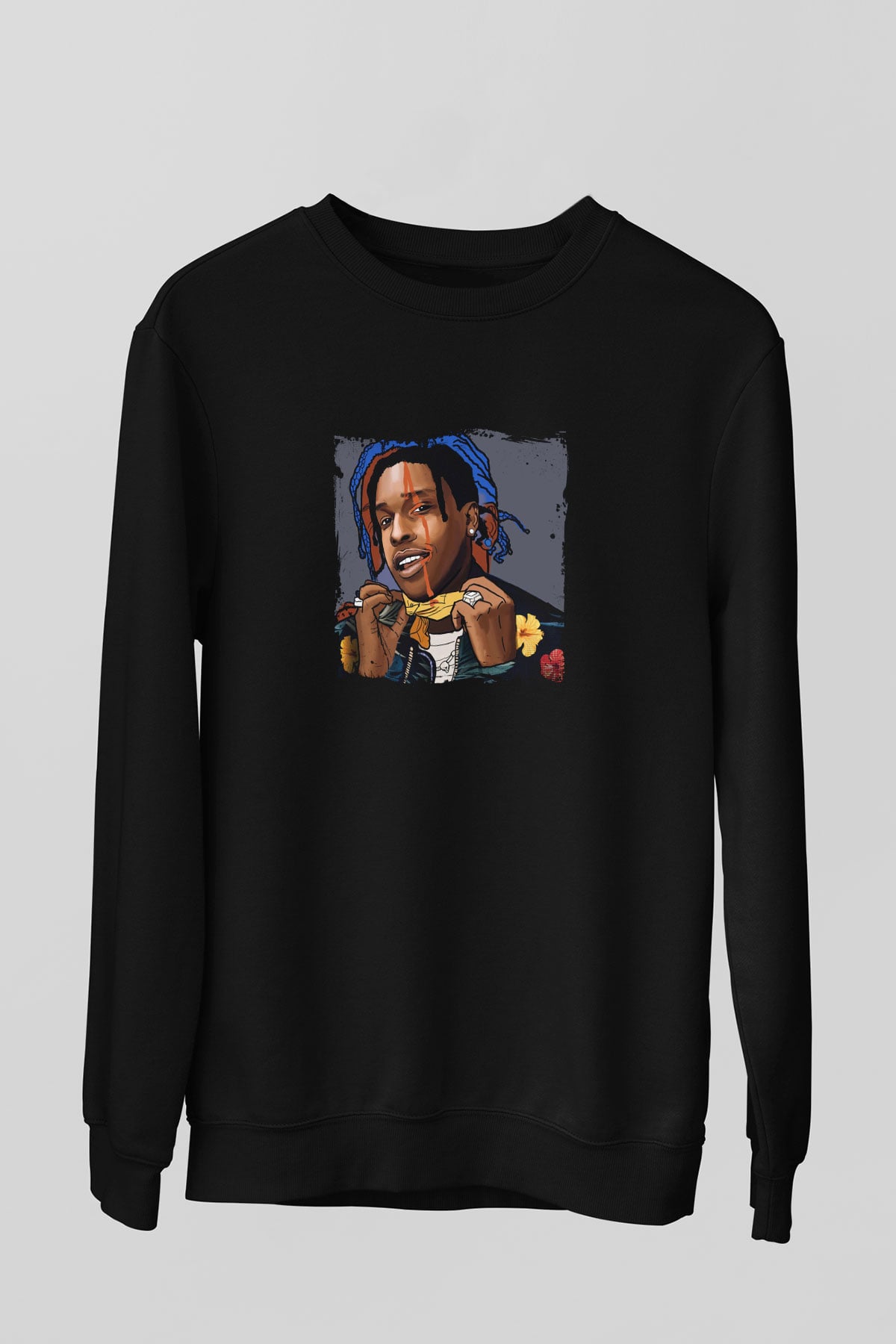 ASAP Mob Baskılı Unisex Siyah Sweatshirt
