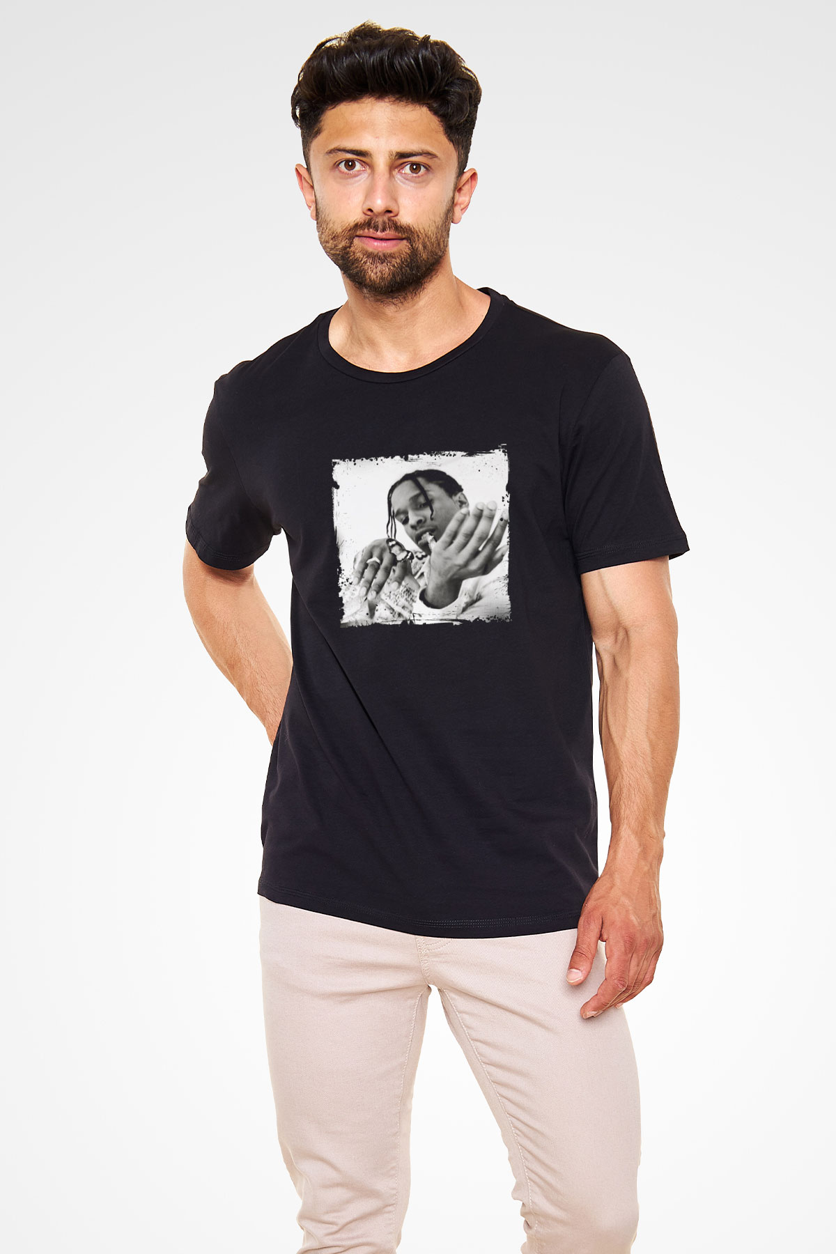 ASAP Mob Baskılı Unisex Siyah Tişört