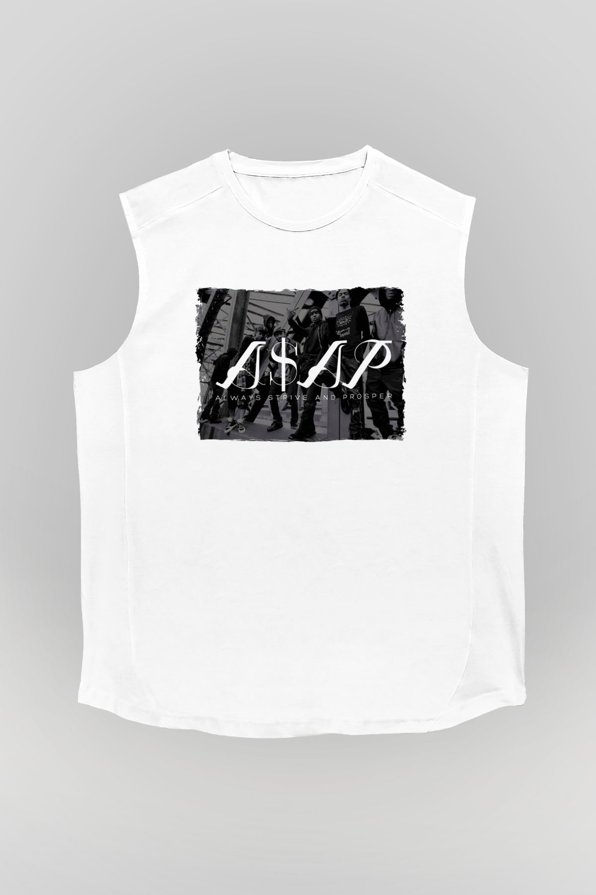 ASAP Mob Beyaz Unisex Kolsuz Tişört