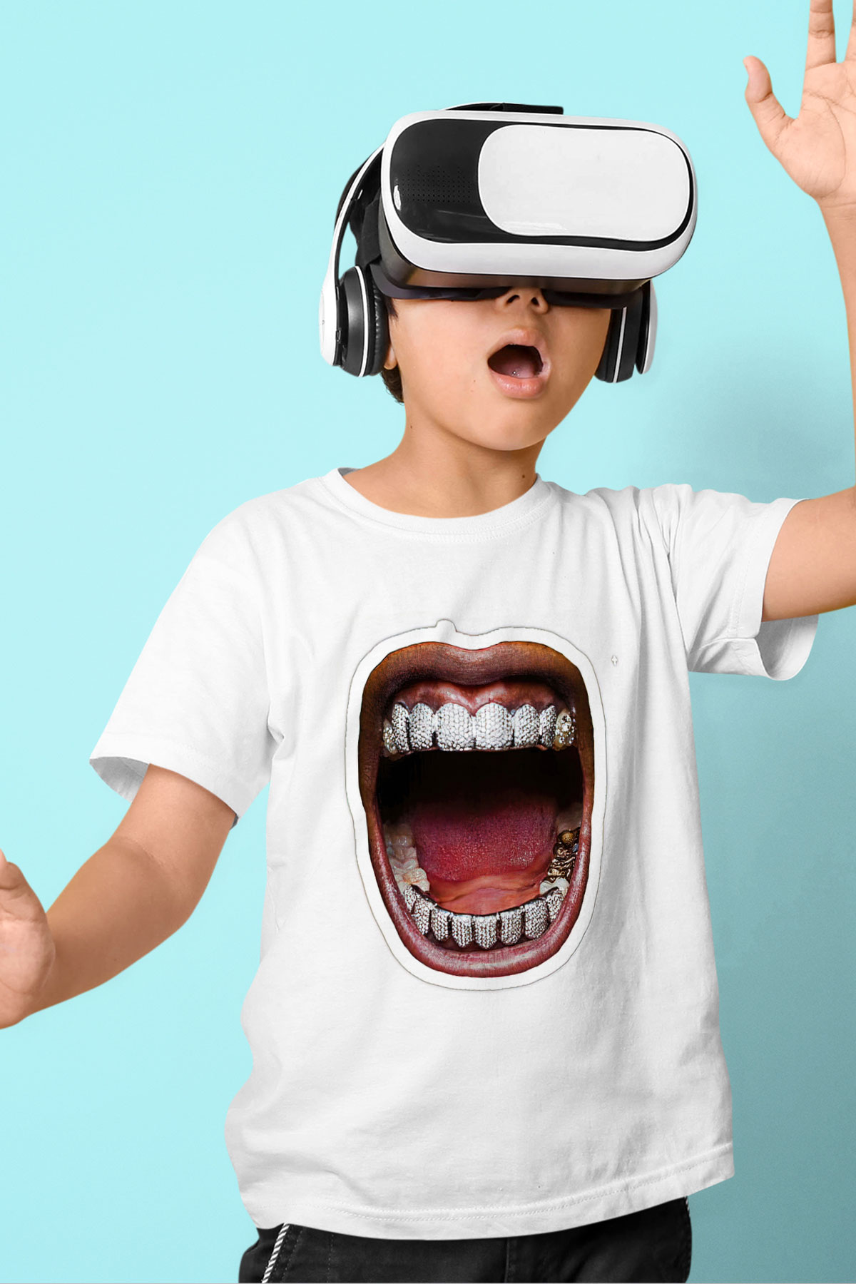 Asap Rocky Baskılı Beyaz Unisex Beyaz Çocuk Tişört - Tshirt