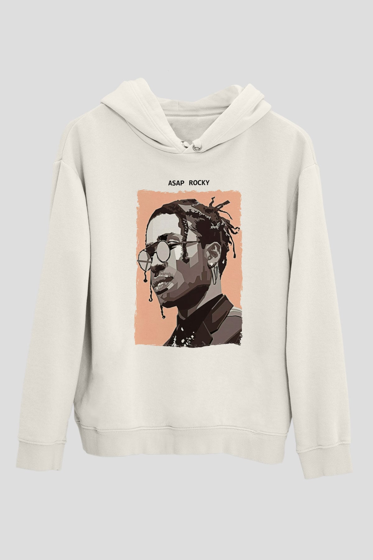 Asap Rocky Baskılı Beyaz Unisex Kapüşonlu Sweatshirt