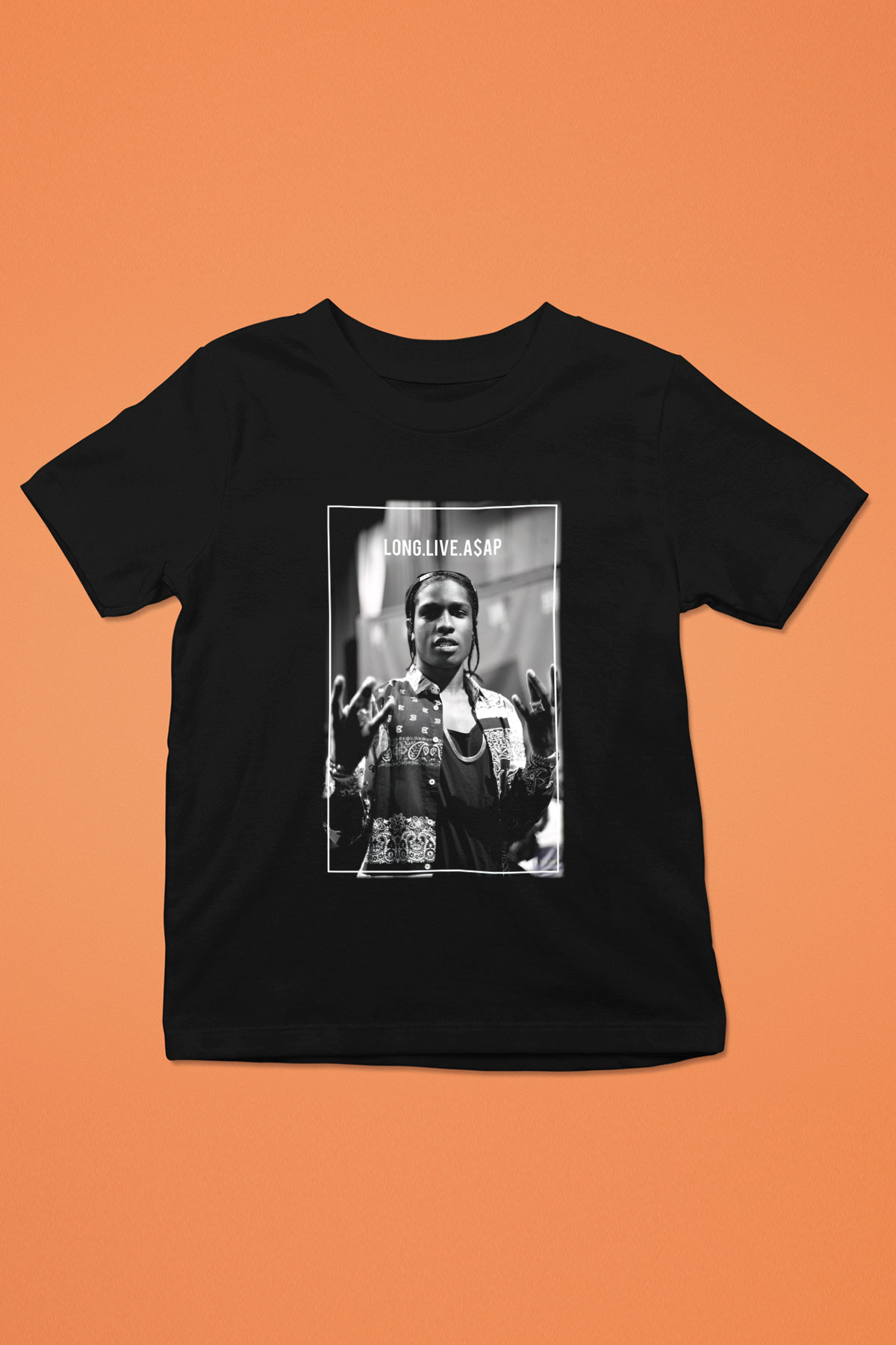 ASAP Rocky Baskılı Siyah Unisex Çocuk Tişört