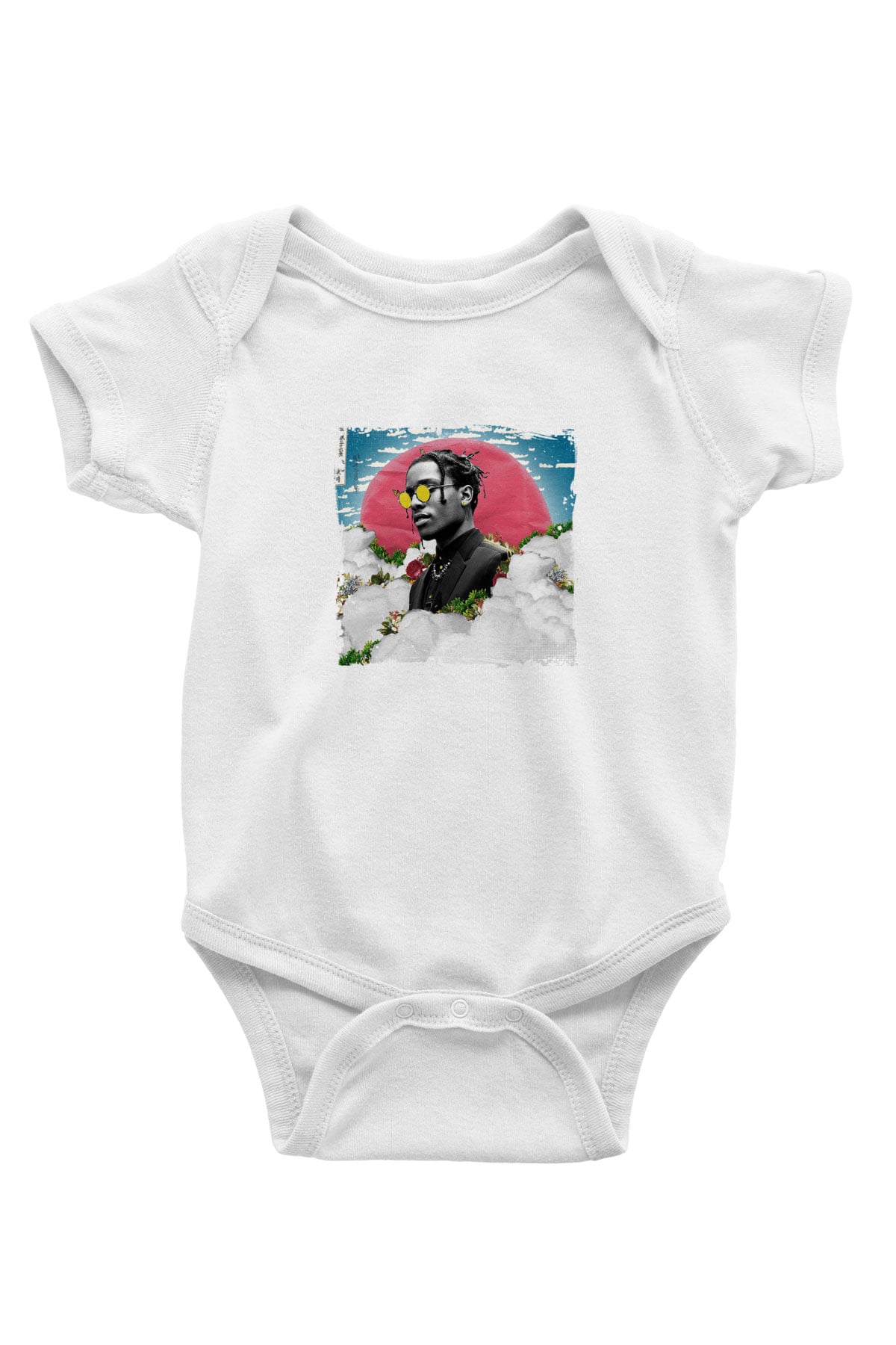 ASAP Rocky Baskılı Unisex Beyaz Bebek Body - Zıbın
