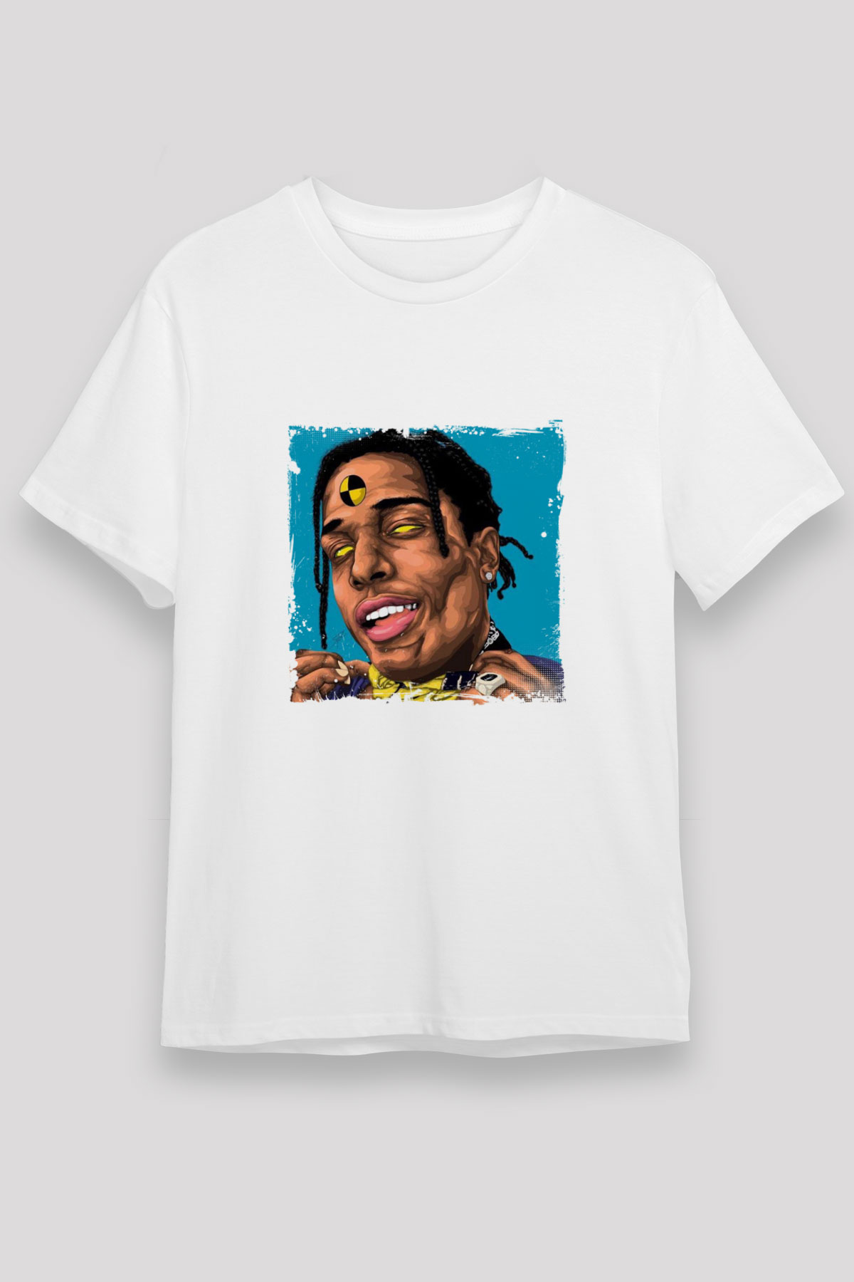 ASAP Rocky Baskılı Unisex Beyaz Tişört