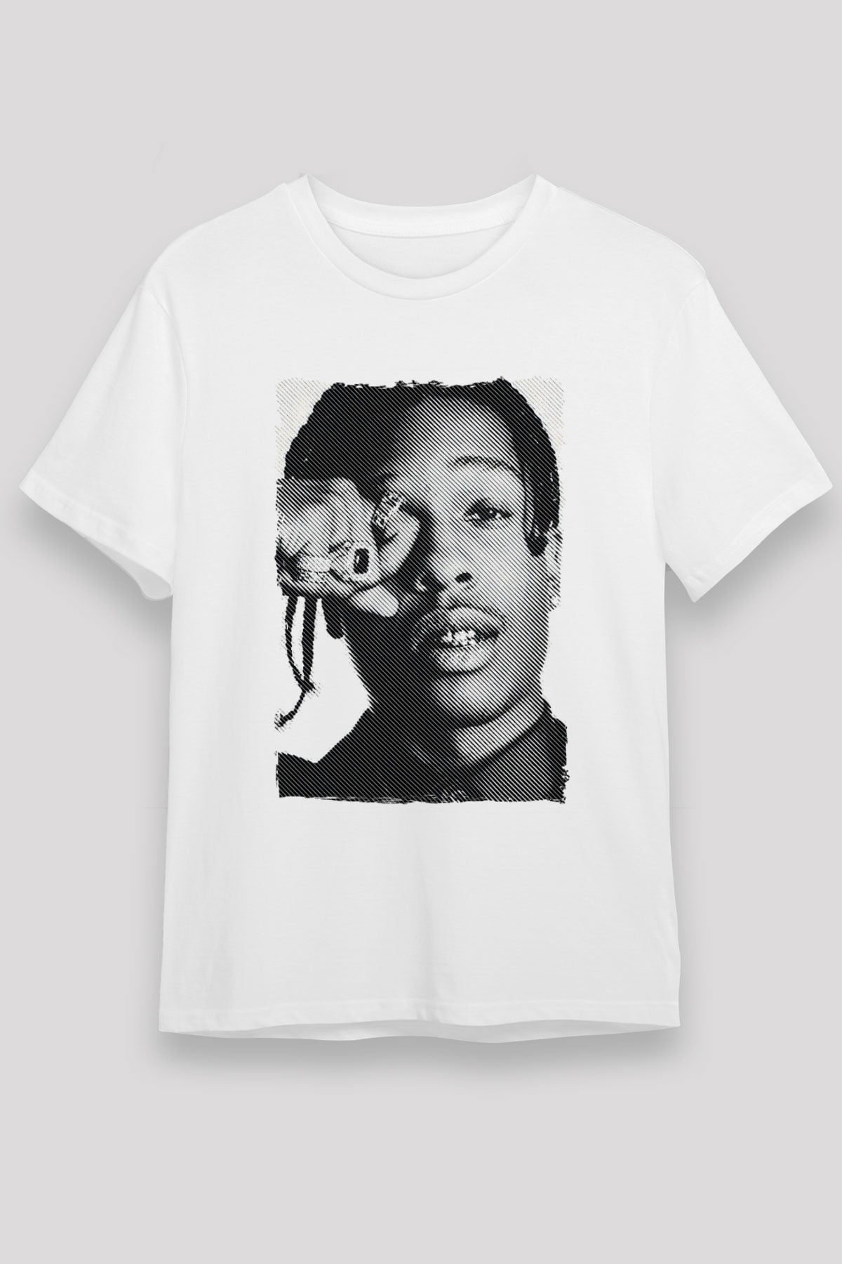 Asap Rocky Baskılı Unisex Beyaz Tişört - Tshirt