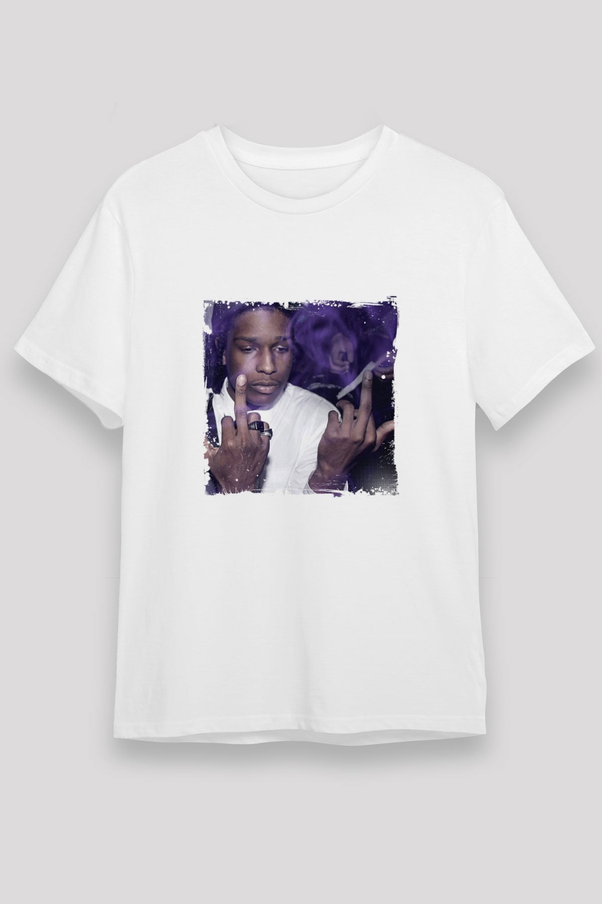 ASAP Rocky Baskılı Unisex Beyaz Tişört