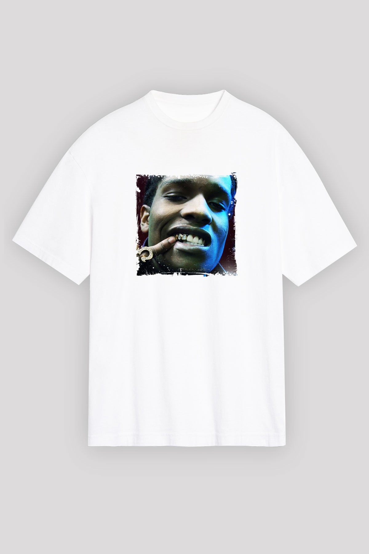 ASAP Rocky Baskılı Unisex Beyaz Tişört