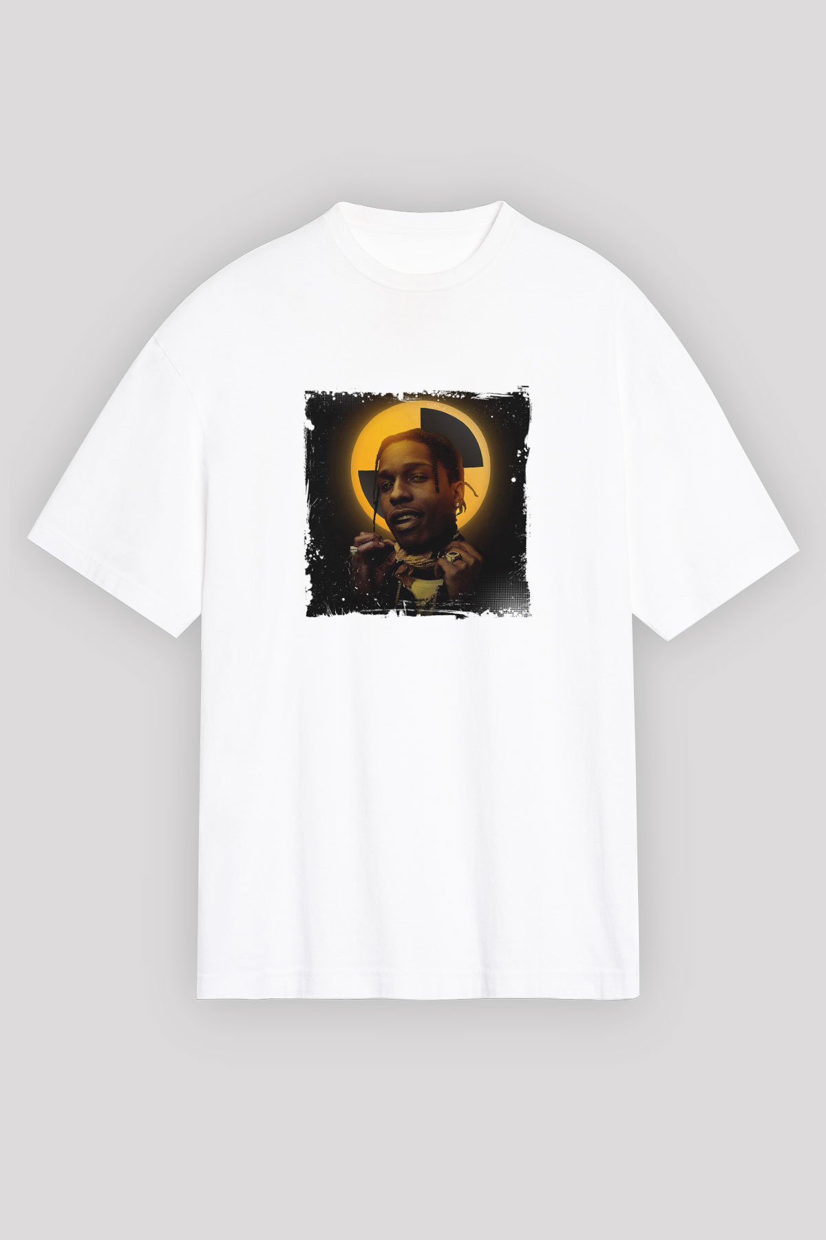 ASAP Rocky Baskılı Unisex Beyaz Tişört