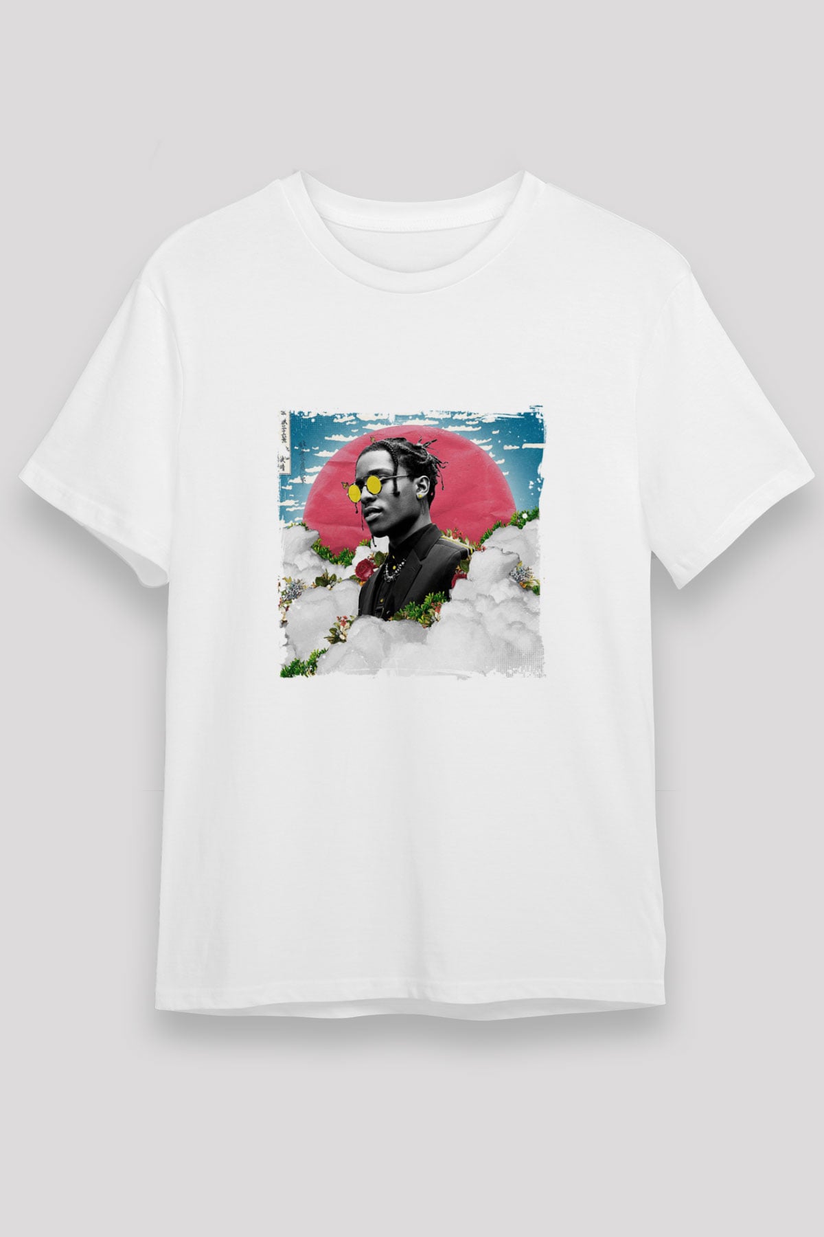 ASAP Rocky Baskılı Unisex Beyaz Tişört