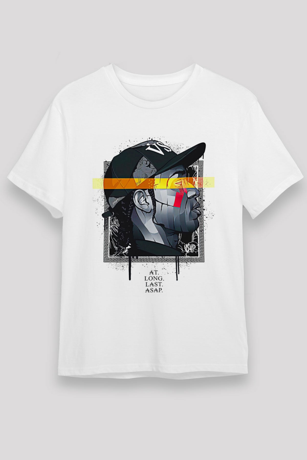 Asap Rocky Baskılı Unisex Beyaz Tişört - Tshirt