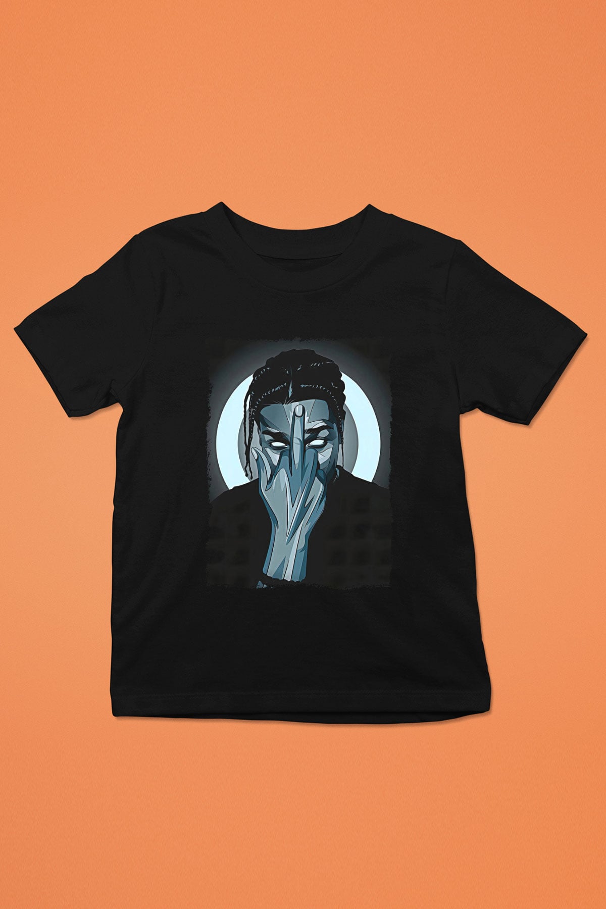 Asap Rocky Baskılı Unisex Siyah Çocuk Tişört - Tshirt