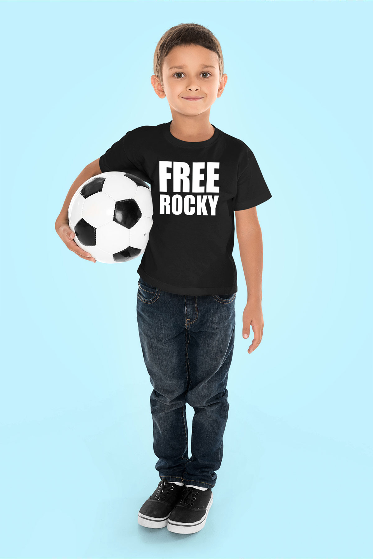 Asap Rocky Baskılı Unisex Siyah Çocuk Tişört - Tshirt