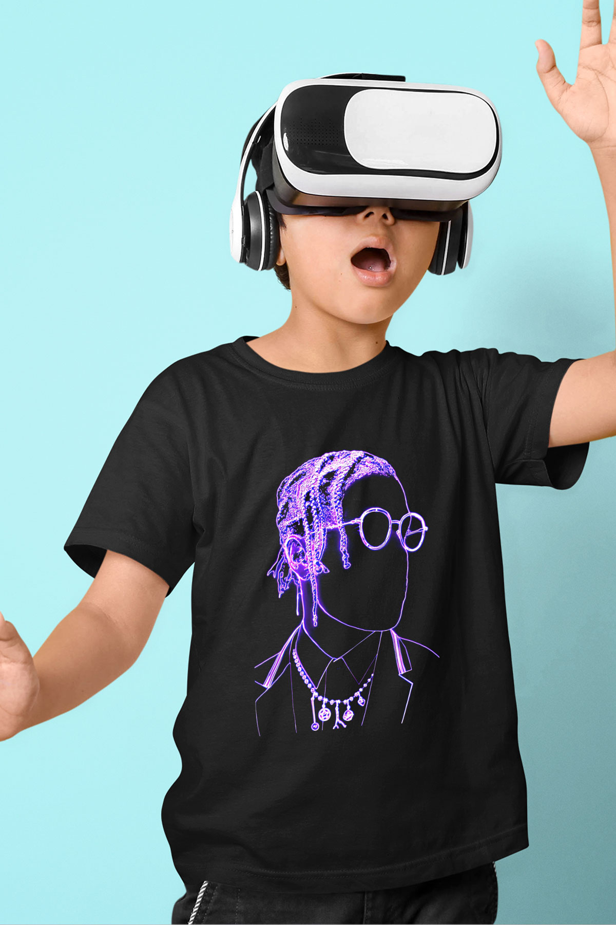 Asap Rocky Baskılı Unisex Siyah Çocuk Tişört - Tshirt