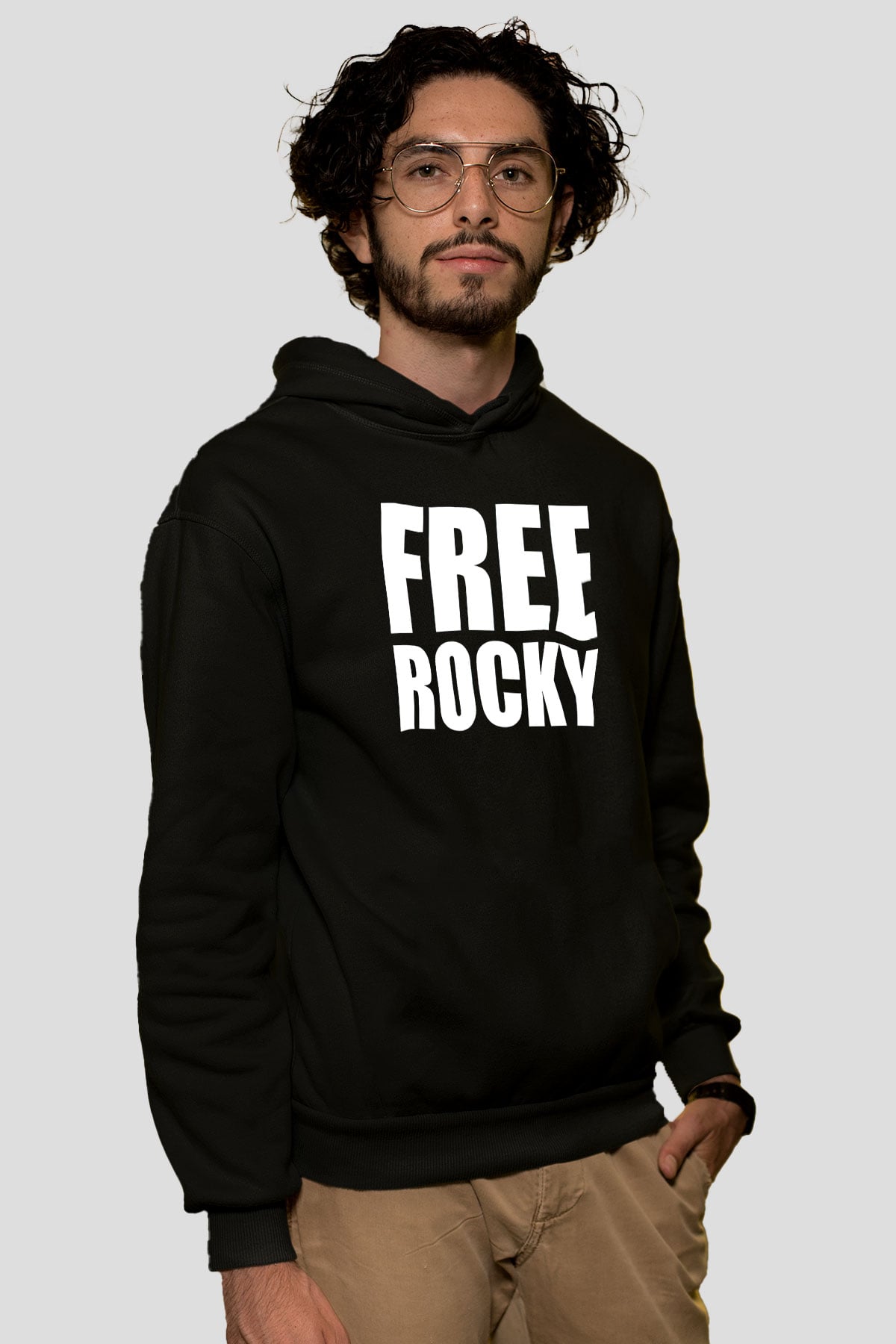 Asap Rocky Baskılı Unisex Siyah Hoodie