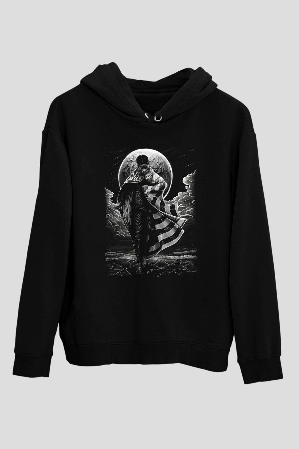 Asap Rocky Baskılı Unisex Siyah Hoodie