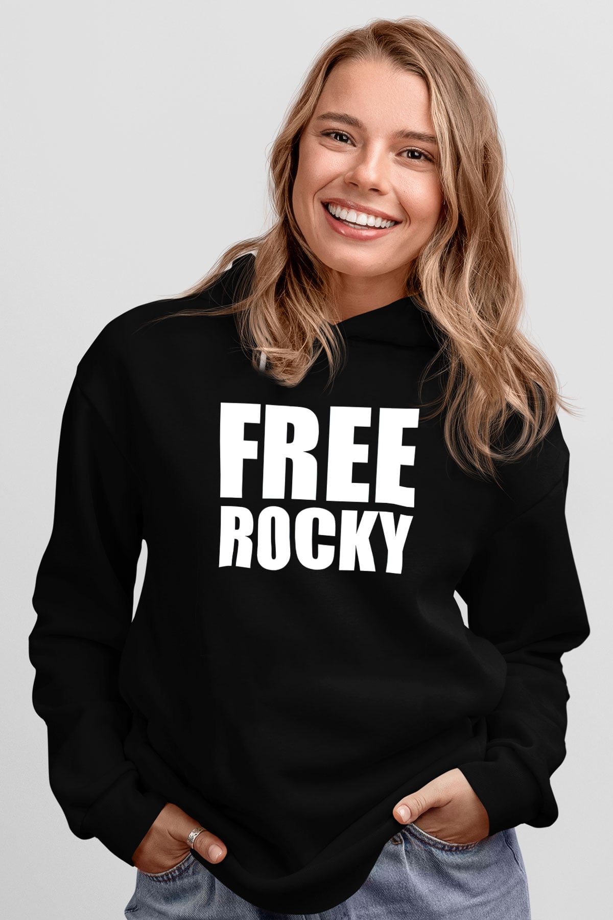 Asap Rocky Baskılı Unisex Siyah Hoodie