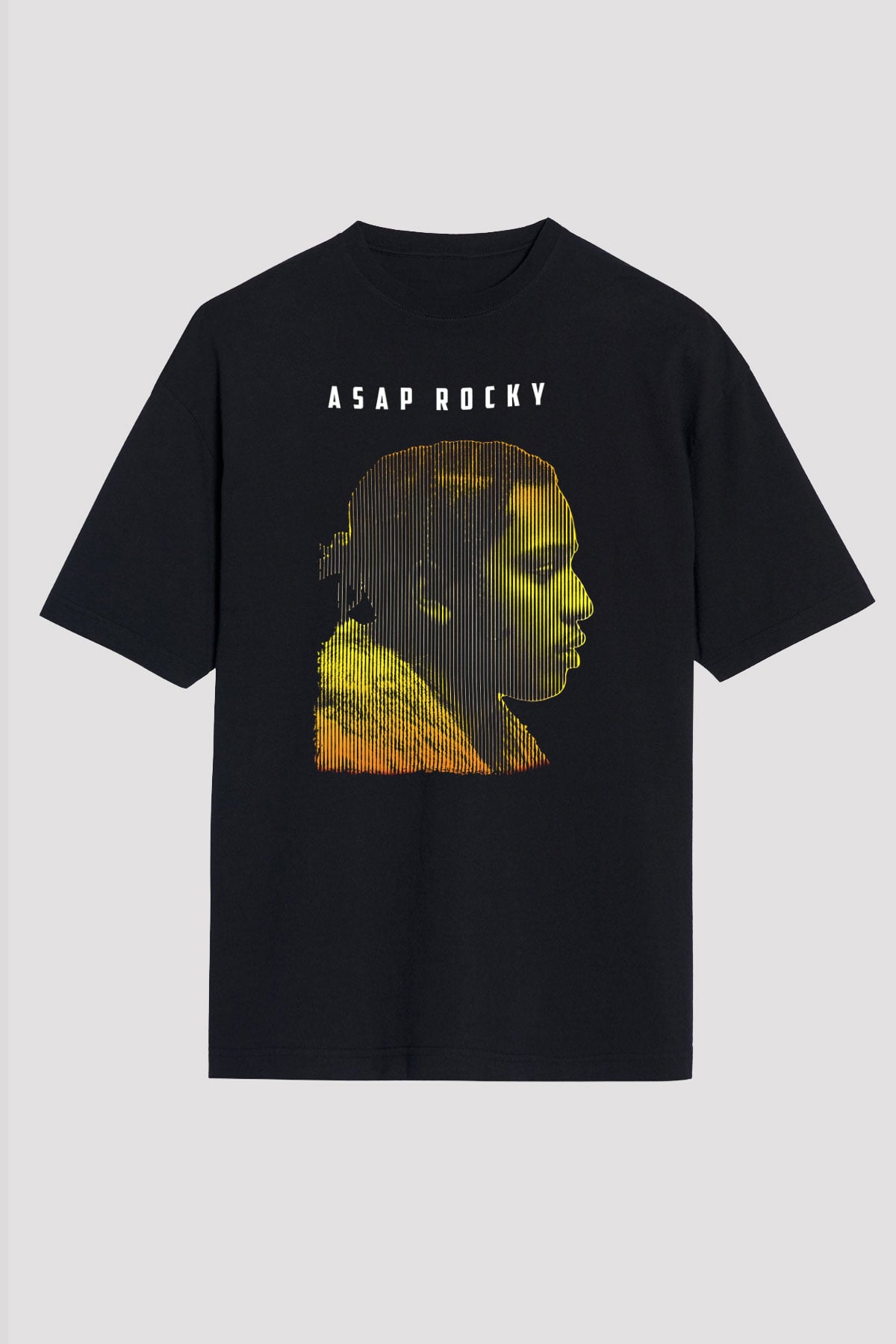 Asap Rocky Baskılı Unisex Siyah Oversize Tişört - Tshirt