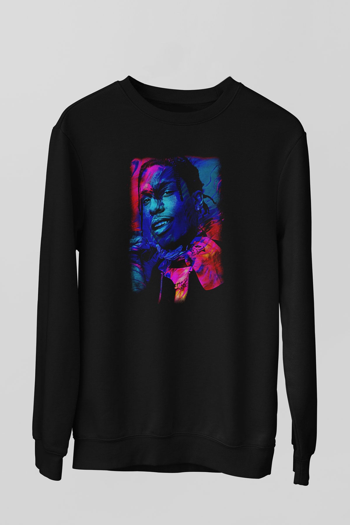 Asap Rocky Baskılı Unisex Siyah Sweatshirt