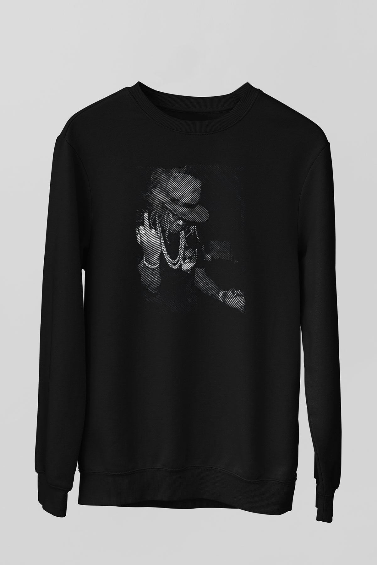 Asap Rocky Baskılı Unisex Siyah Sweatshirt