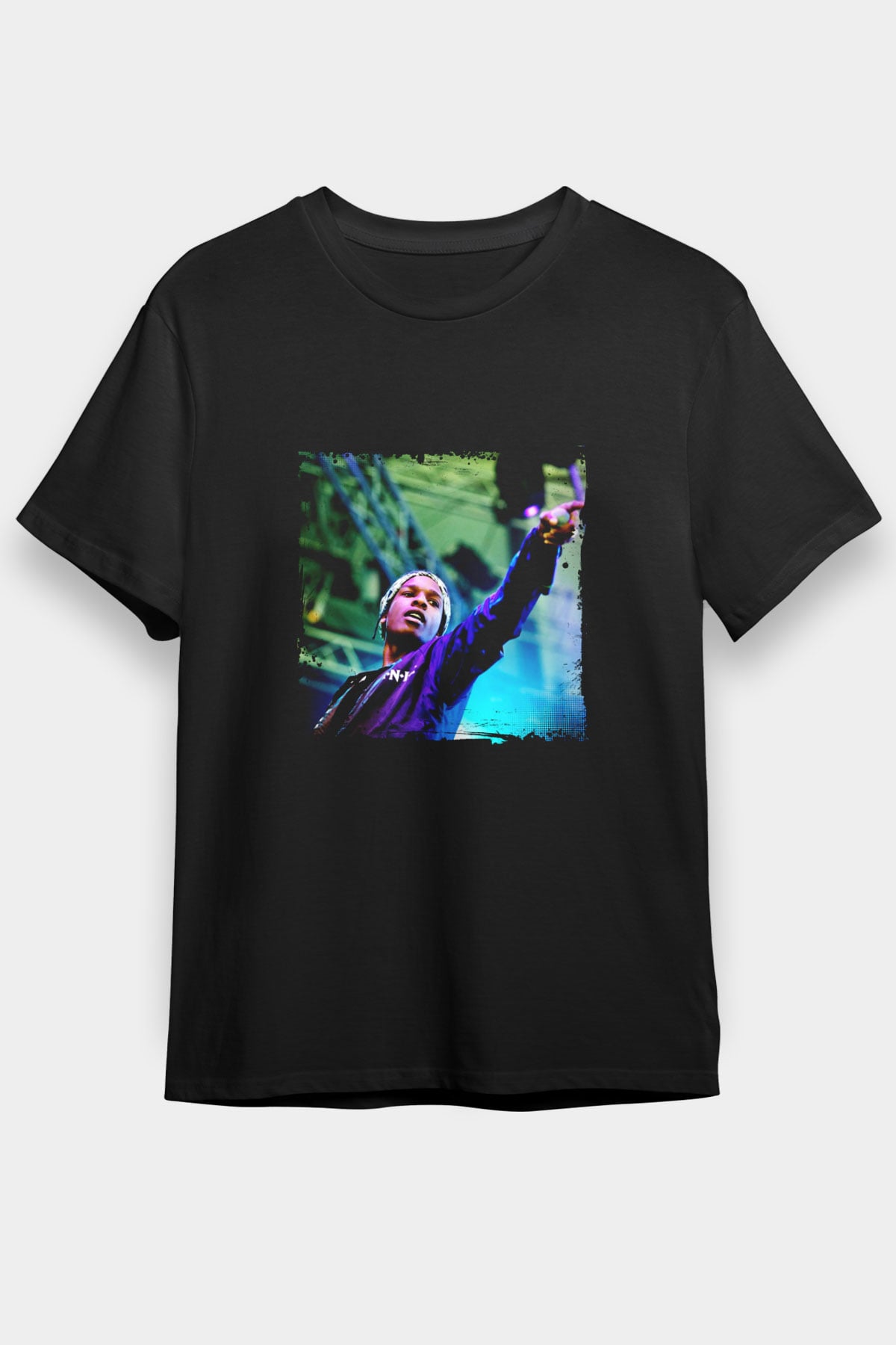 ASAP Rocky Baskılı Unisex Siyah Tişört