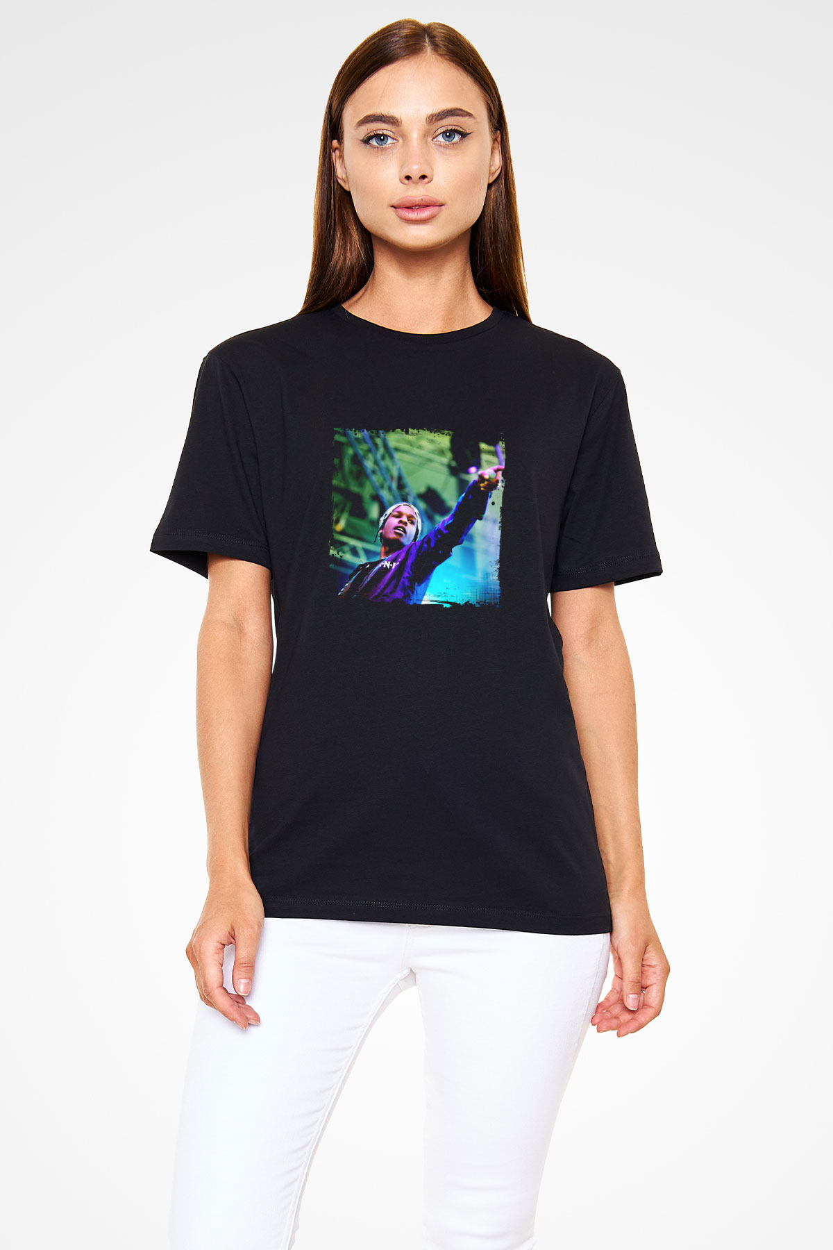 ASAP Rocky Baskılı Unisex Siyah Tişört