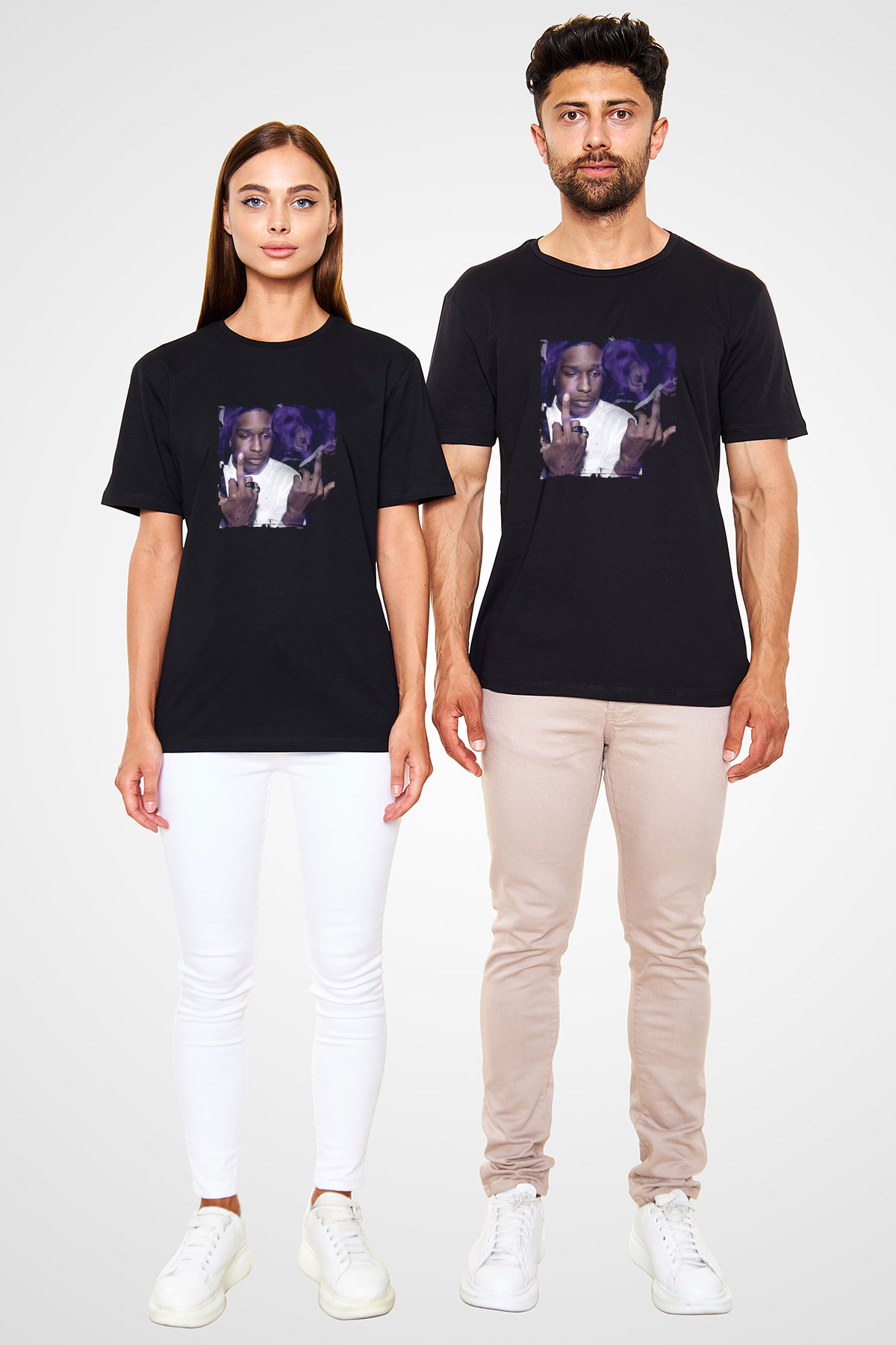 ASAP Rocky Baskılı Unisex Siyah Tişört
