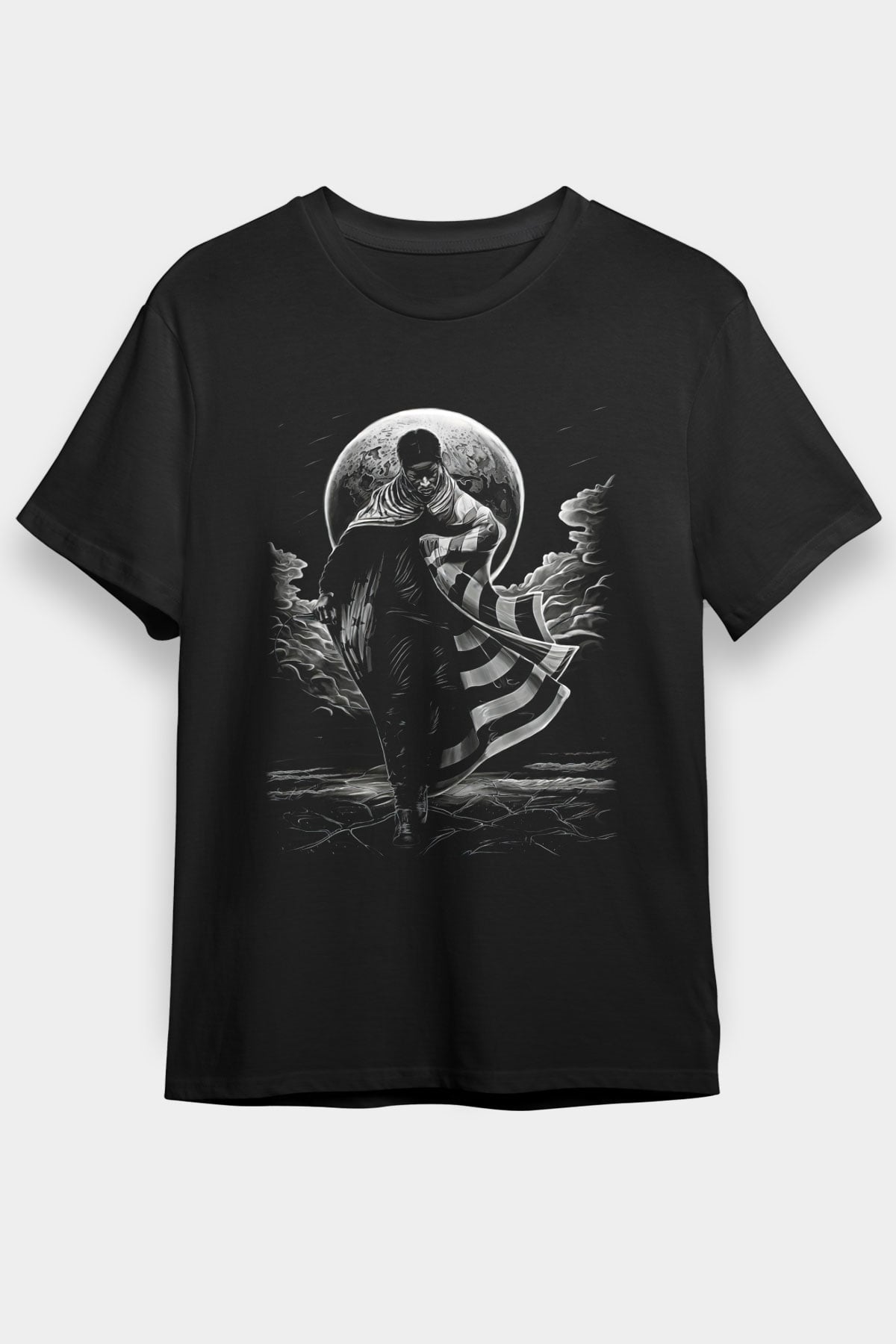 Asap Rocky Baskılı Unisex Siyah Tişört - Tshirt