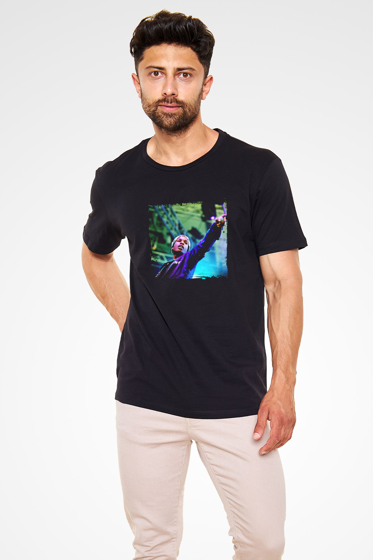 ASAP Rocky Baskılı Unisex Siyah Tişört