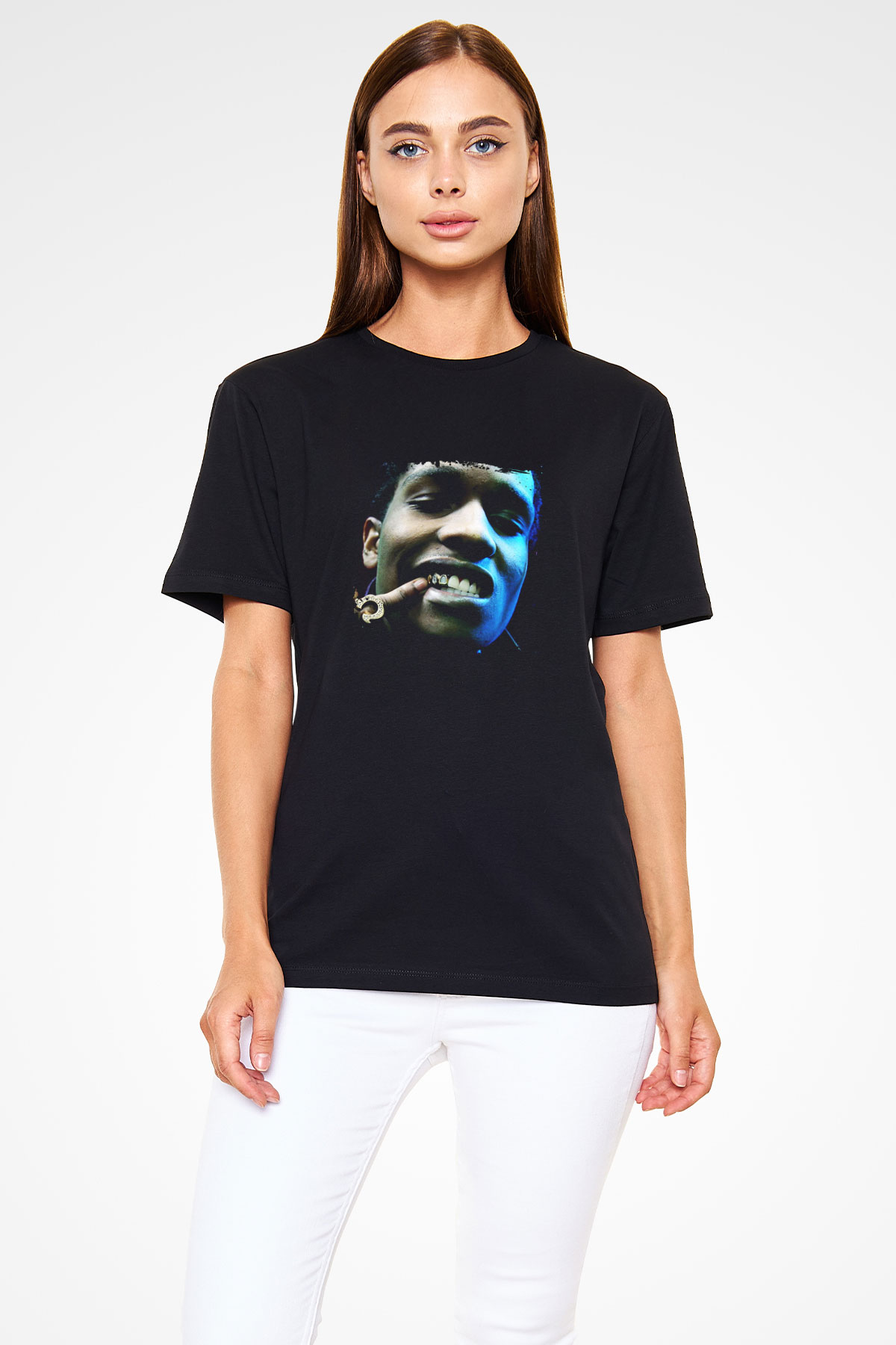 ASAP Rocky Baskılı Unisex Siyah Tişört
