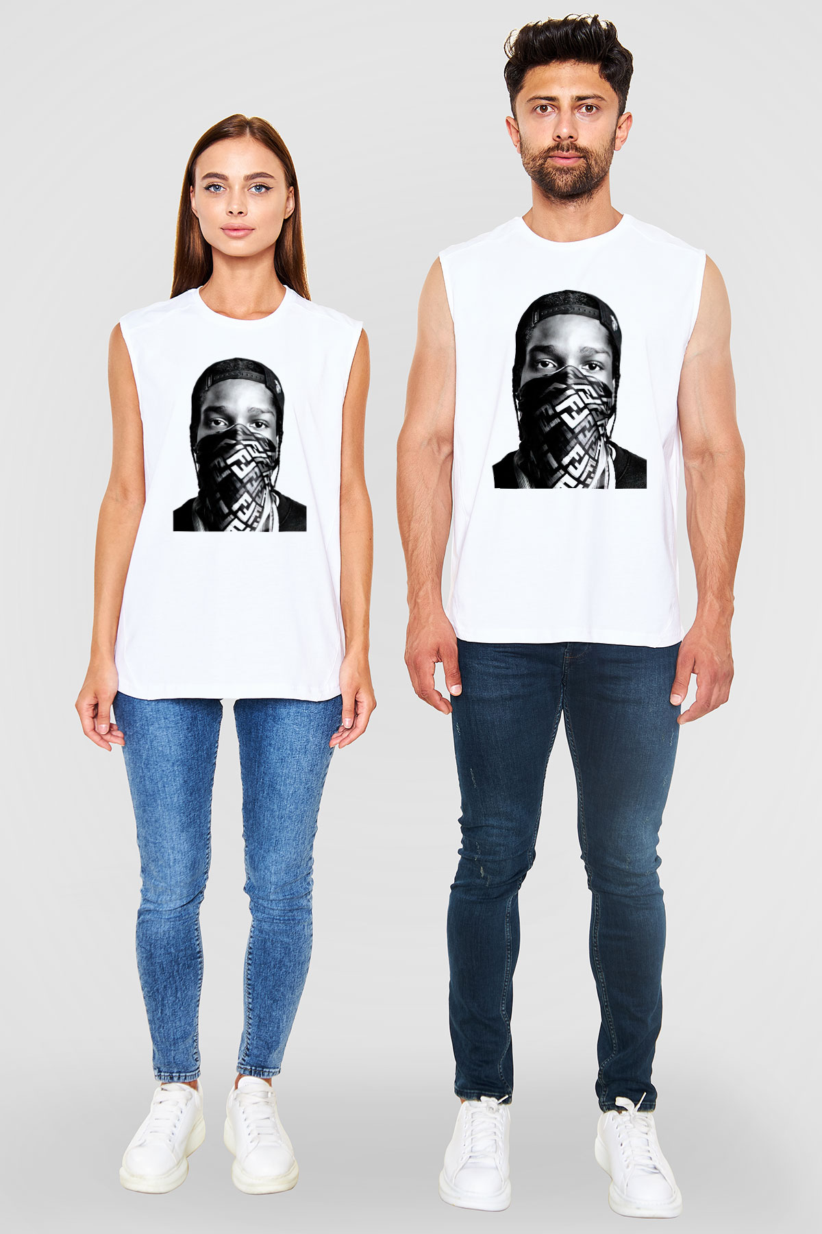 ASAP Rocky Beyaz Unisex Kolsuz Tişört