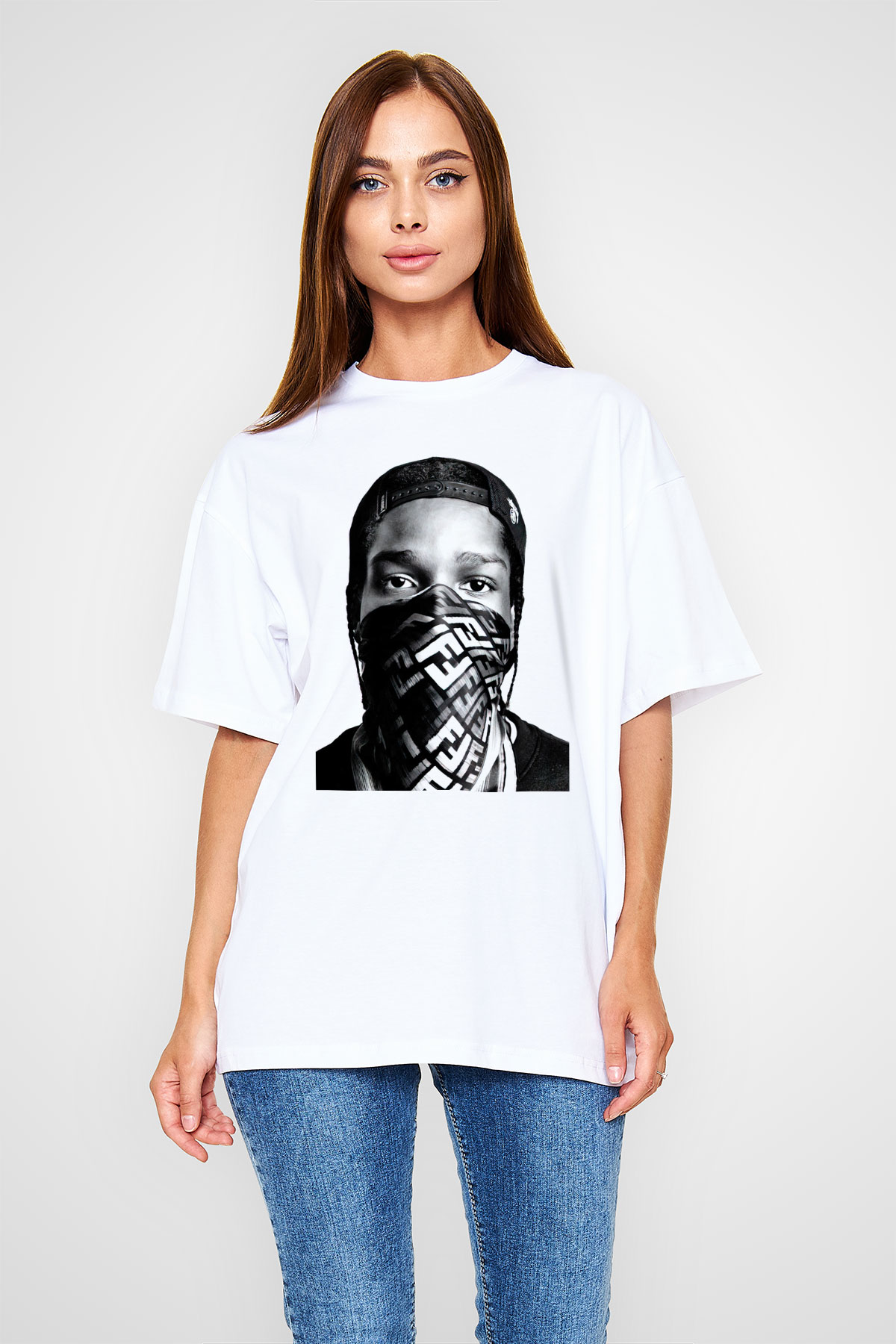 ASAP Rocky Beyaz Unisex Oversize Tişört T-Shirt