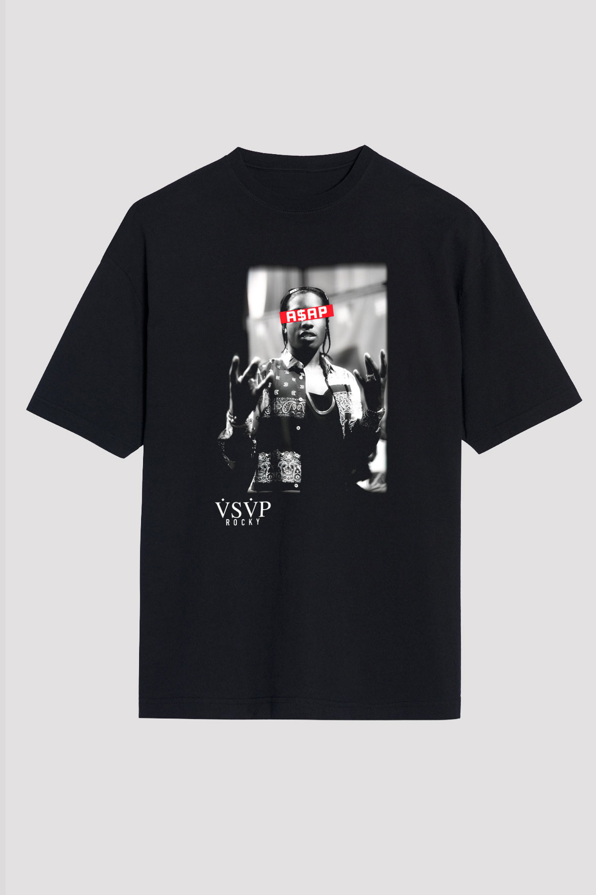 ASAP Rocky Siyah Unisex Oversize Tişört T-Shirt