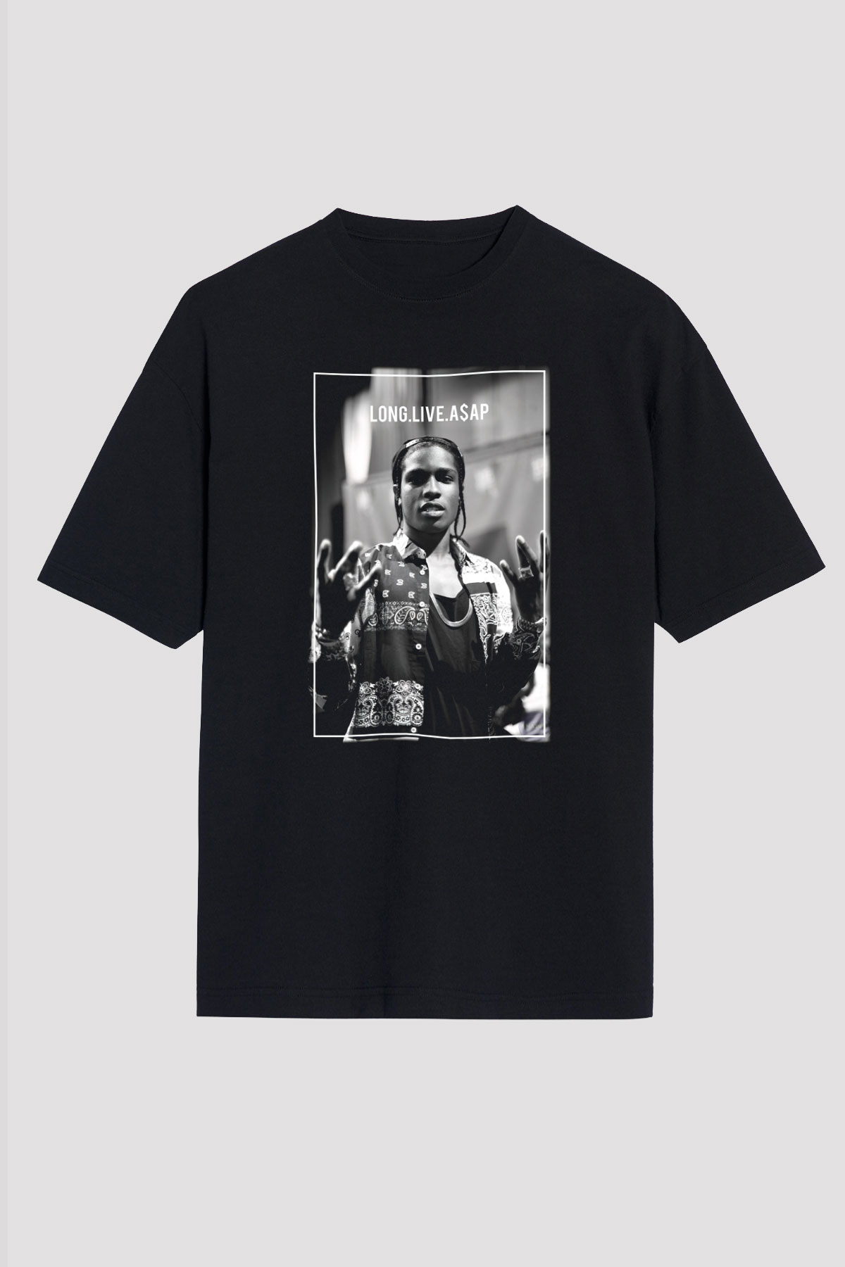 ASAP Rocky Siyah Unisex Oversize Tişört T-Shirt