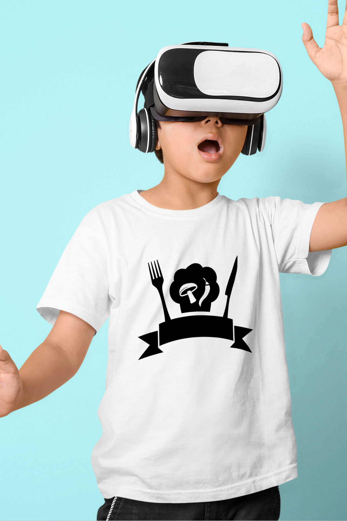 Aşçı Baskılı Beyaz Unisex Çocuk Tişört