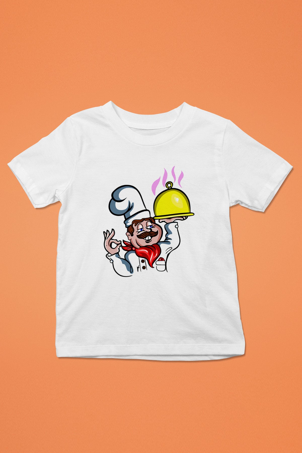 Aşçı Baskılı Beyaz Unisex Çocuk Tişört