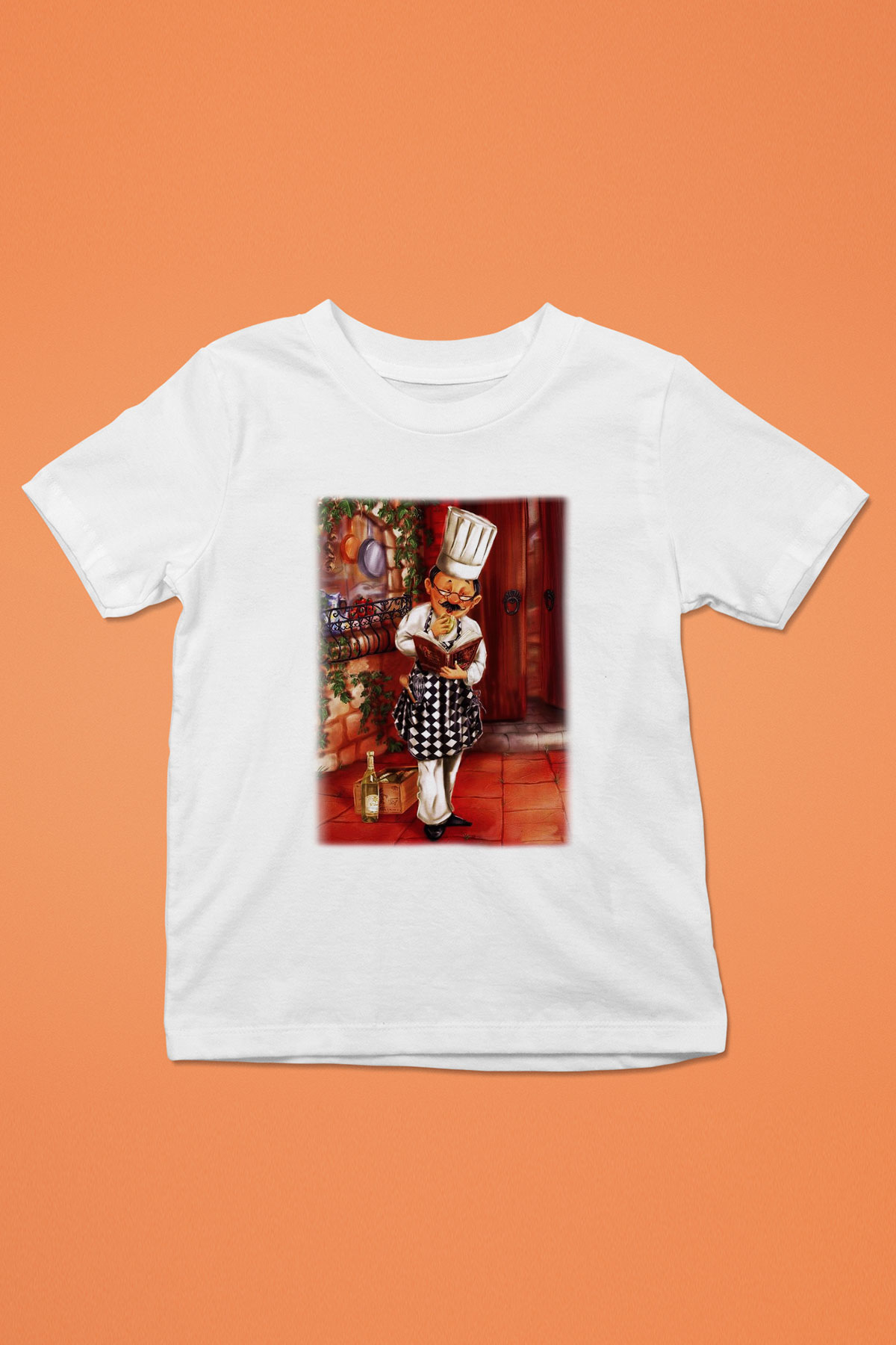 Aşçı Baskılı Beyaz Unisex Çocuk Tişört