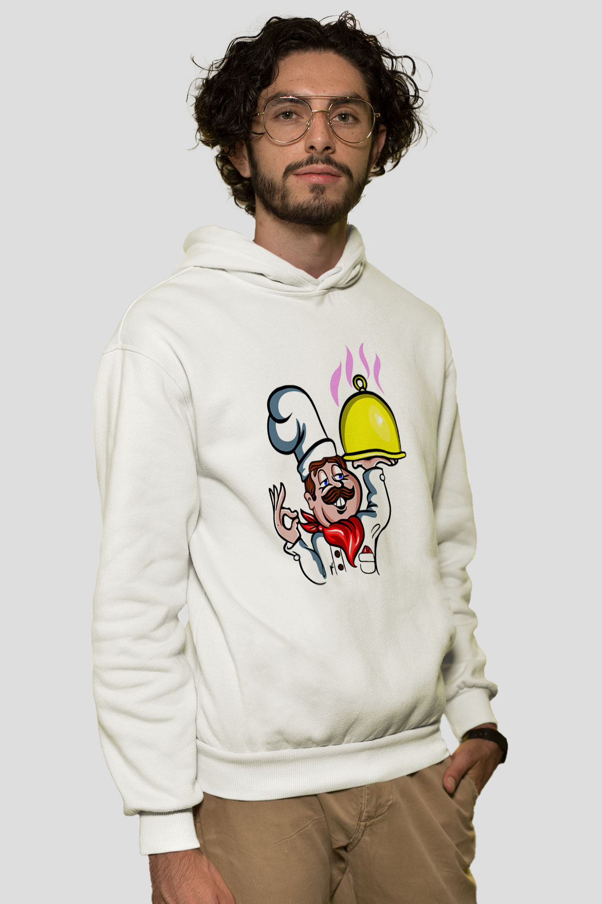 Aşçı Beyaz Unisex Hoodie